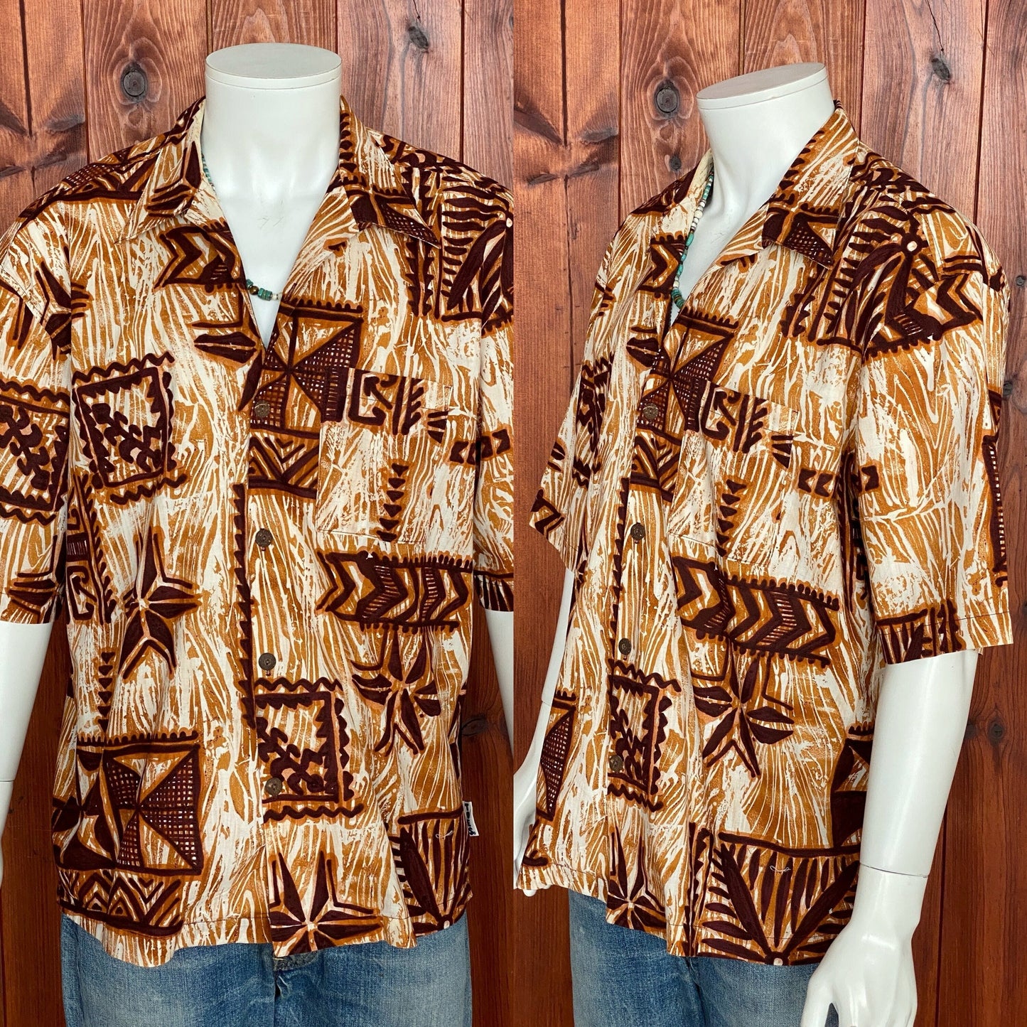 Oversized Medium Size Vintage 90s Hawaiian Cotton Shirt - Retro Island Collectible