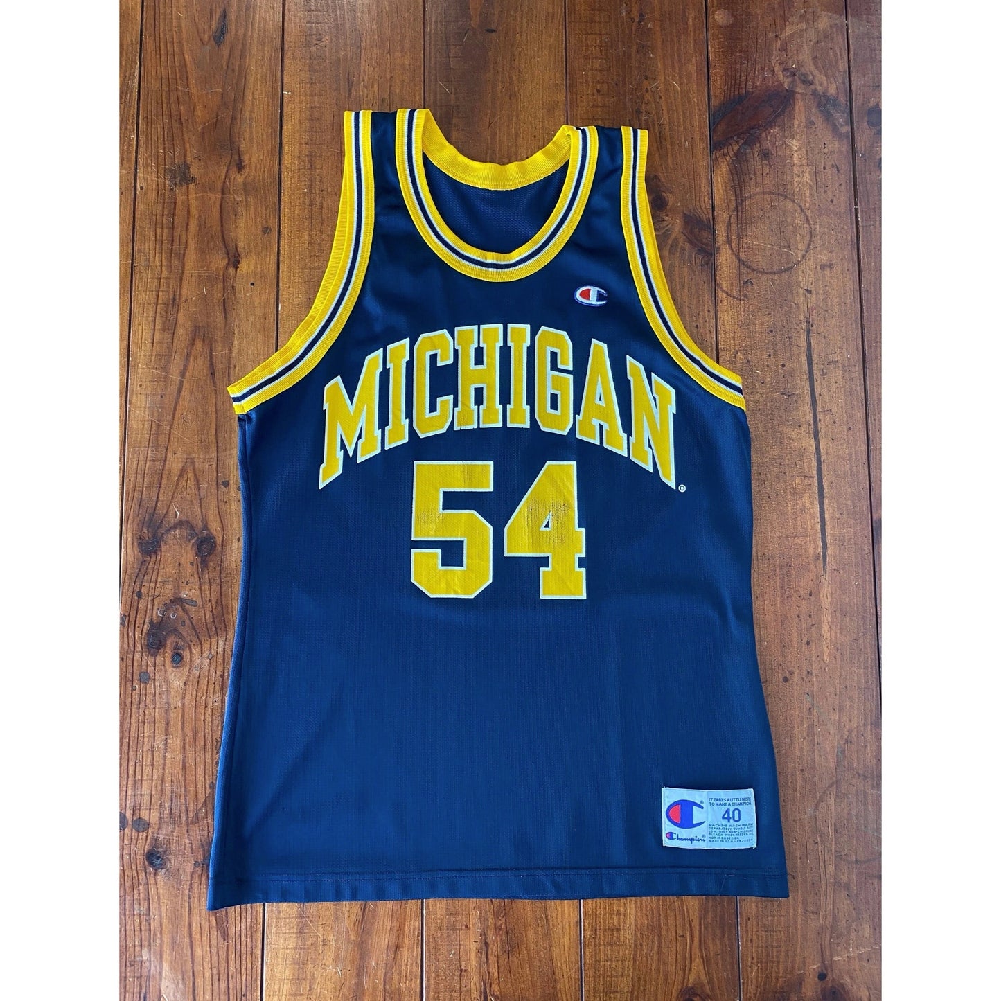 Authentic 90s Vintage NBA Jersey - #54 Michigan Wolverines - Size 40, Made in USA by Champion