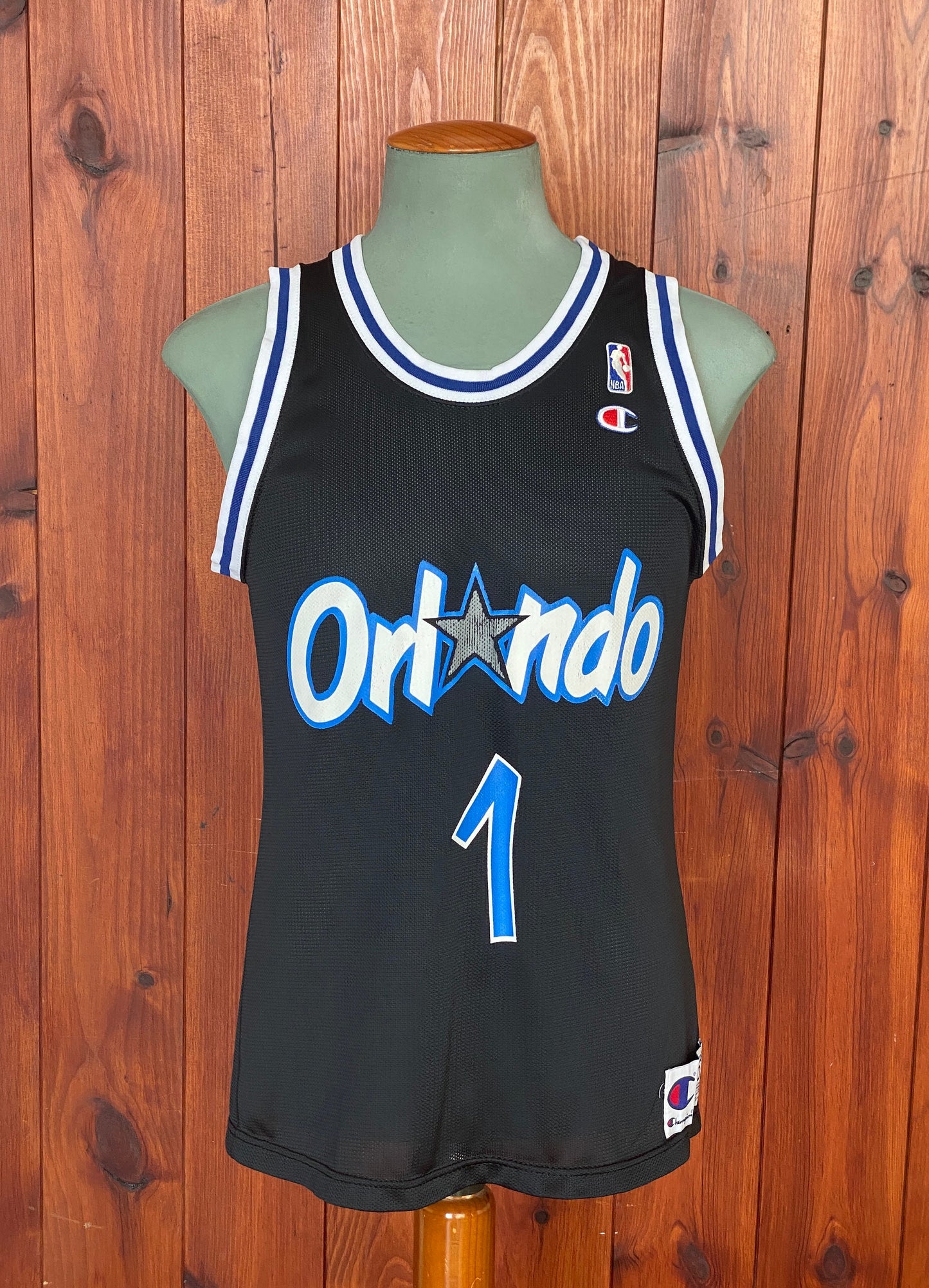 Vintage 90s Orlando Champion NBA jersey with player Hardaway #01, size 48 - front view.