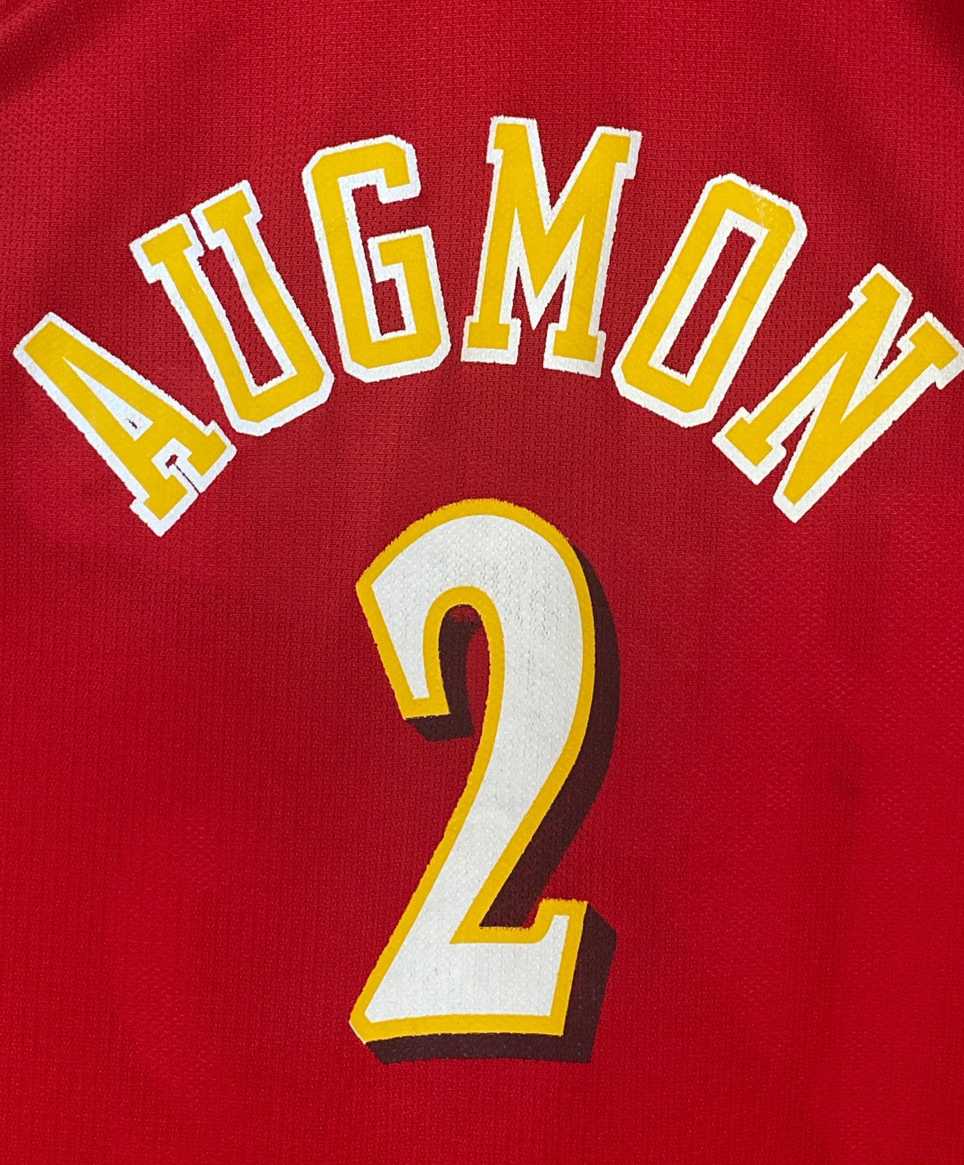 Size 48 Stacey Augmon #2 Hawks 90s Vintage NBA Jersey - Made by Champion in USA - back View