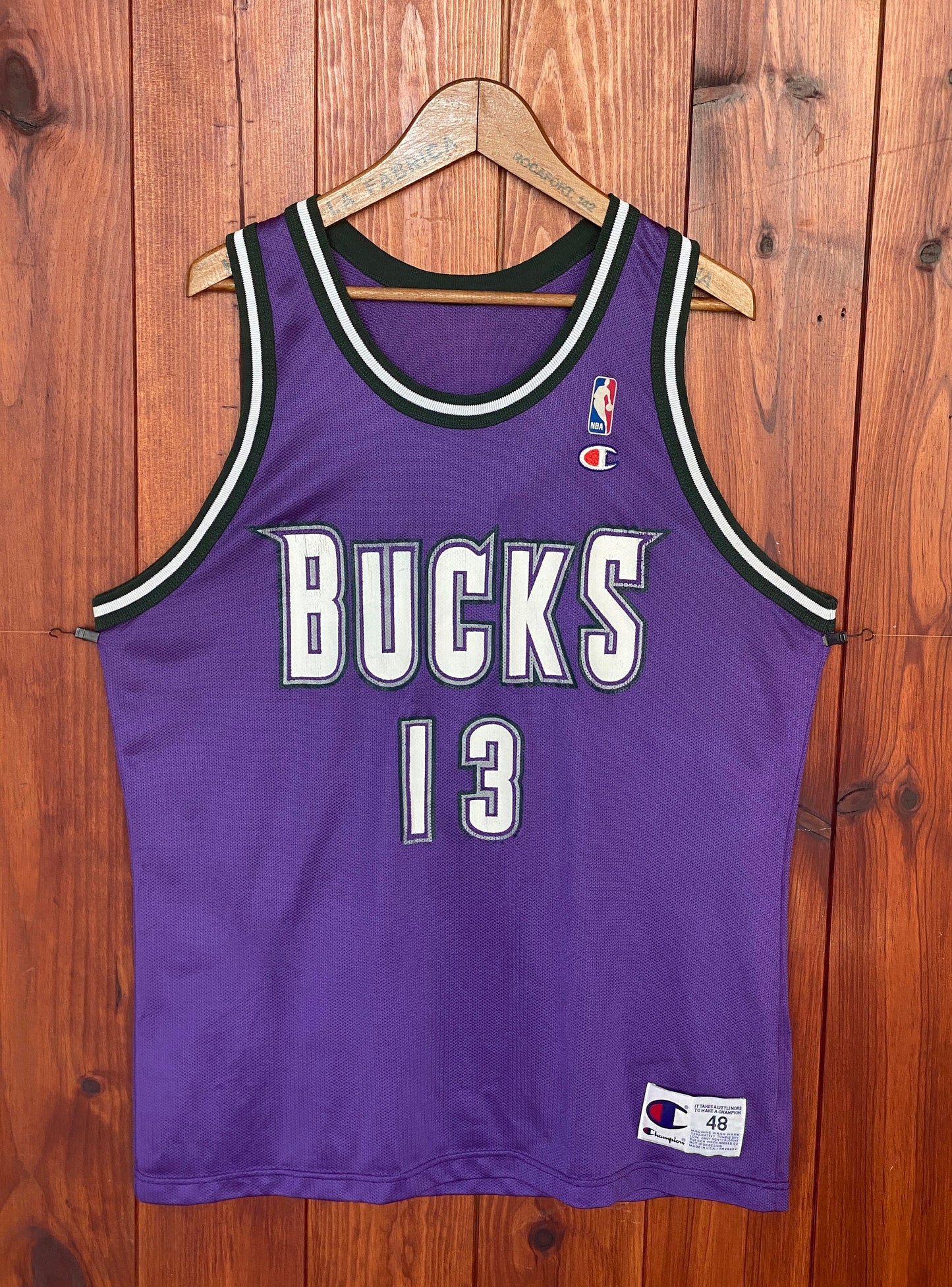 Size 48.#13 Glenn Robinson Bucks Vintage Champion NBA Jersey
