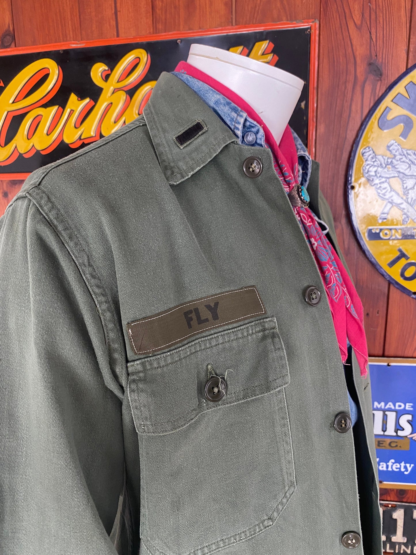 Medium Authentic 60s Vintage US Army Vietnam War Era OG-107 Fatigue Shirt | Military Collectible