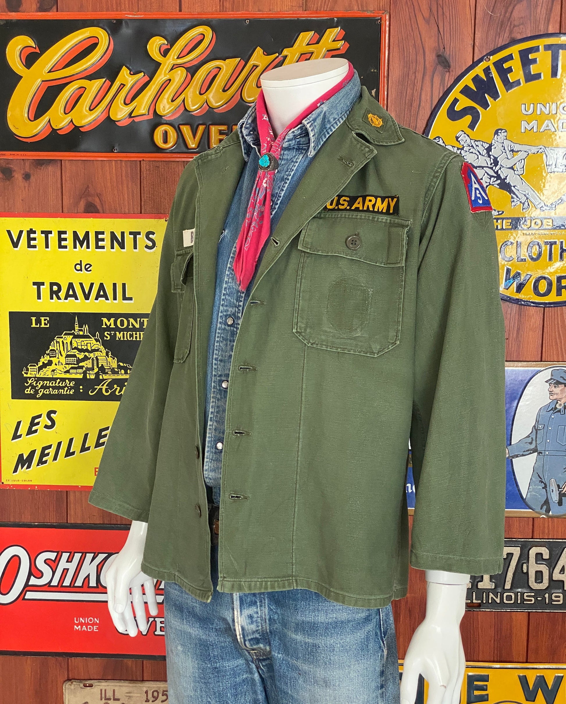 Authentic 1962 Vintage US Army OG 107 Fatigue Shirt - Size M | First Pattern Military Collectible