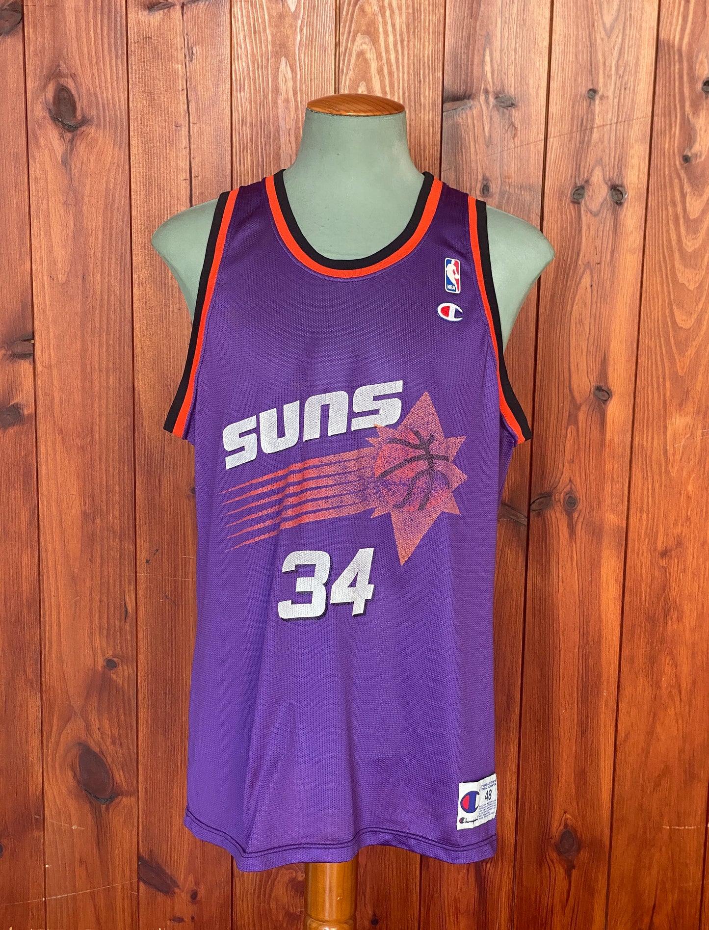 Vintage Suns NBA Jersey #34 Barker - Size 48 | Made In USA by Champion