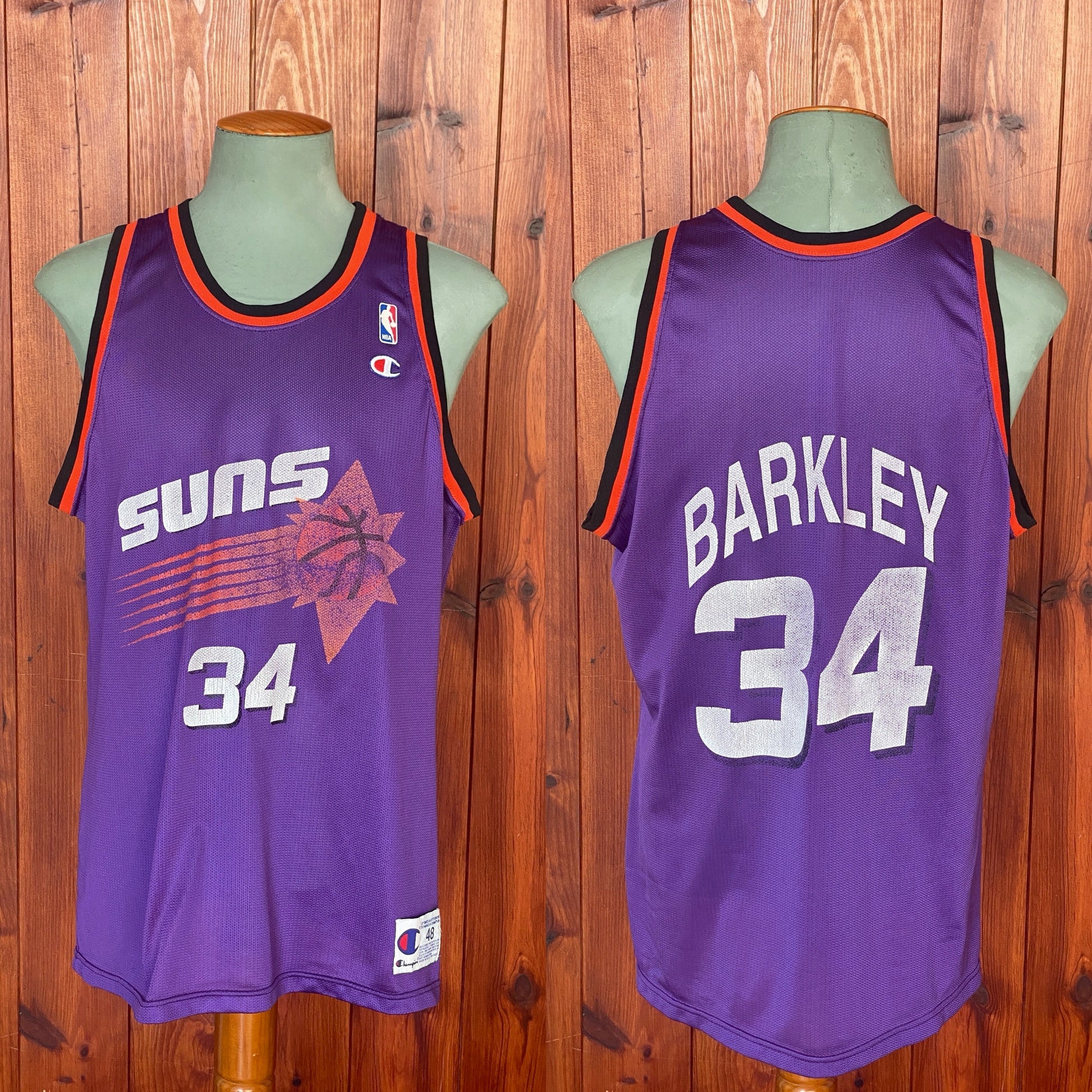 Vintage Suns NBA Jersey #34 Barker - Size 48 | Made In USA by Champion