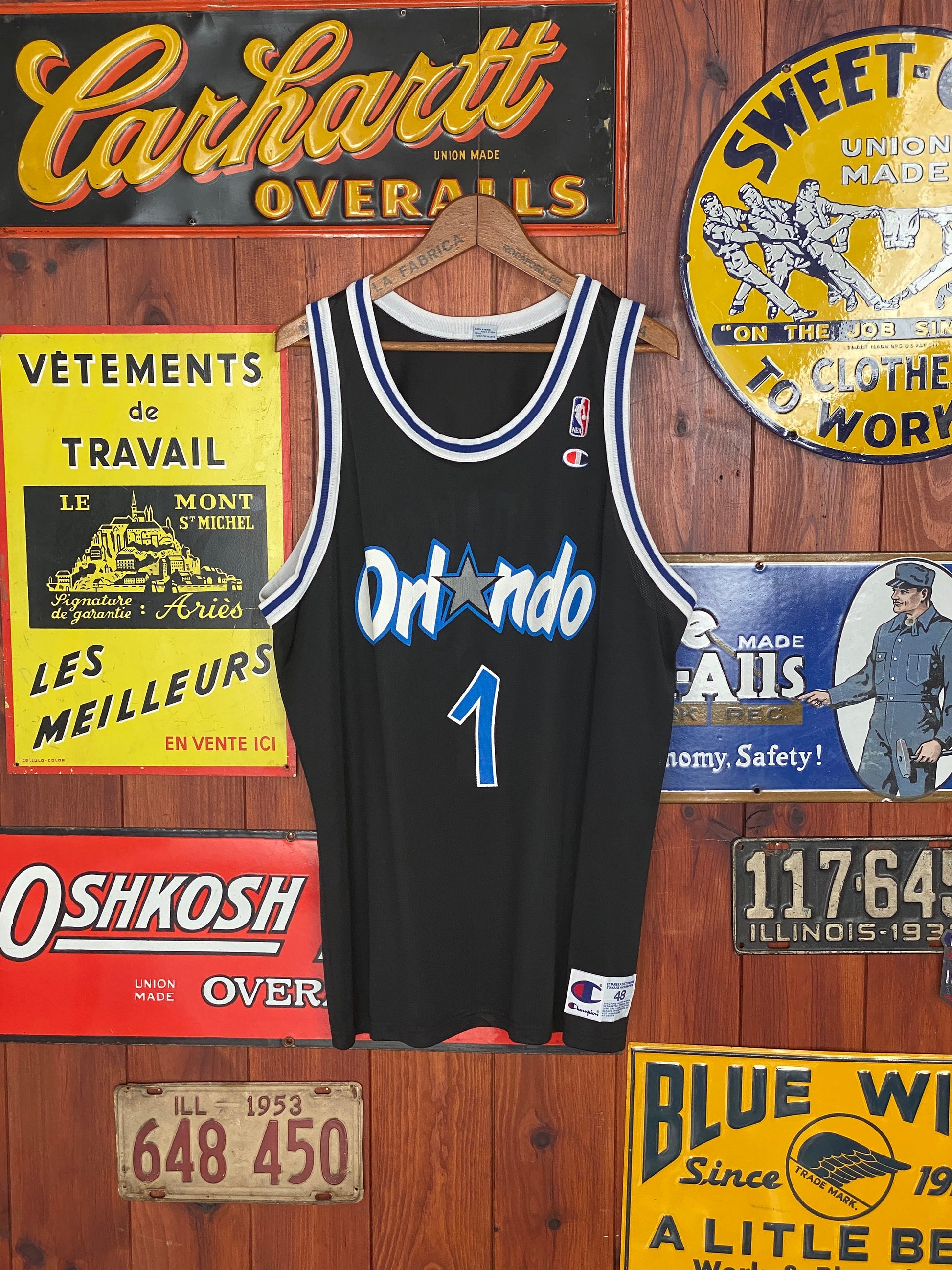 90s Vintage Orlando NBA #1 Hardaway Champion Jersey - Size 48