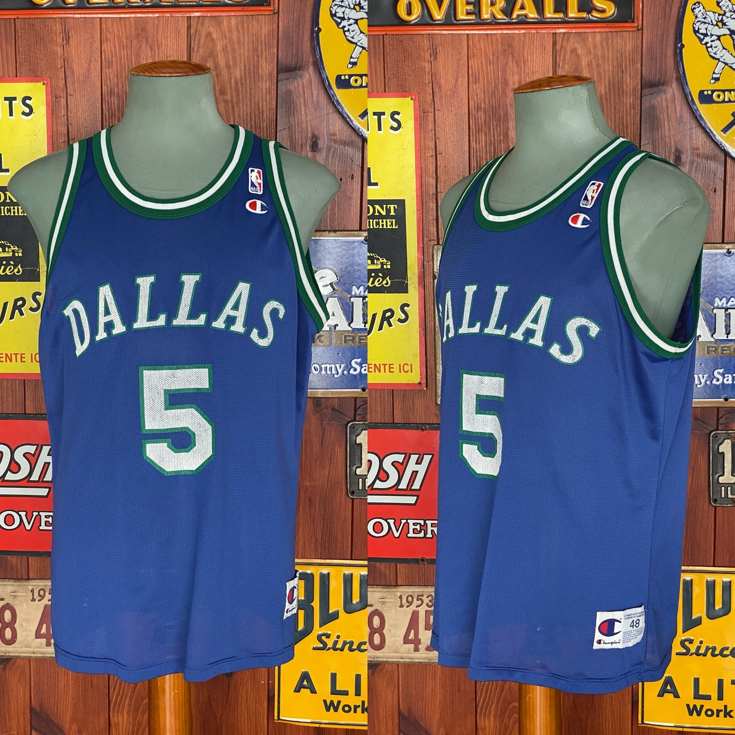 90s Vintage Dallas NBA Jersey, #5 Jason Kidd Champion Jersey, Size 48, Authentic NBA Jersey, Sports Memorabilia, Basketball Apparel