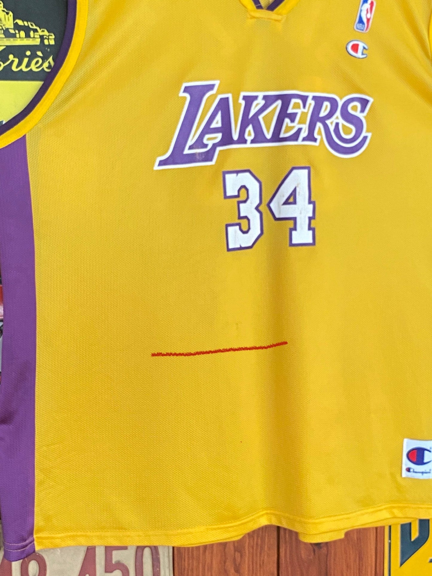 Size 48. # 34 Shaquille O'Neal LA Lakers Vintage NBA Champion Jersey