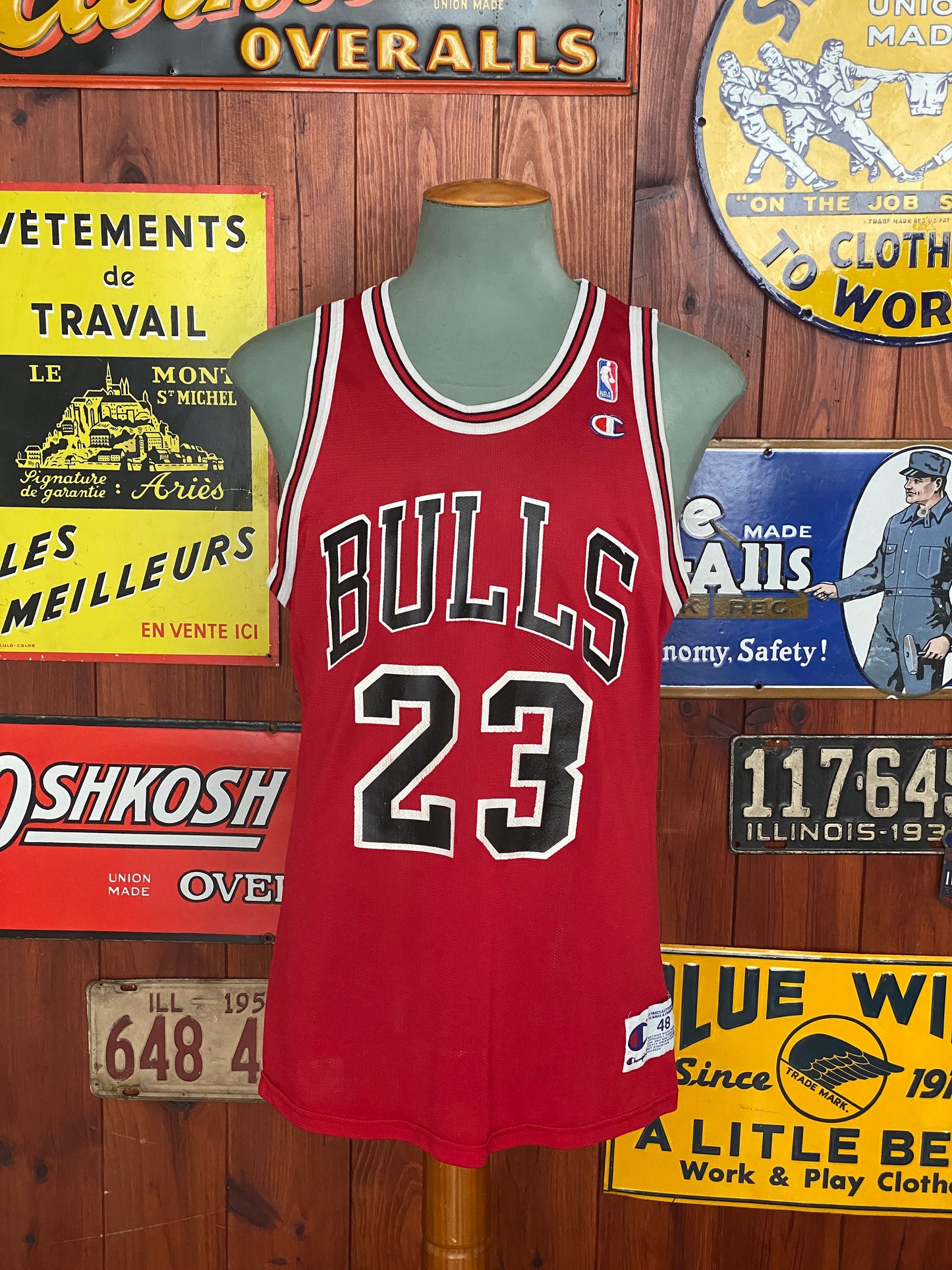 Size 48. Vintage 90s Bulls NBA jersey, Player Jordan #23 Made by Champion