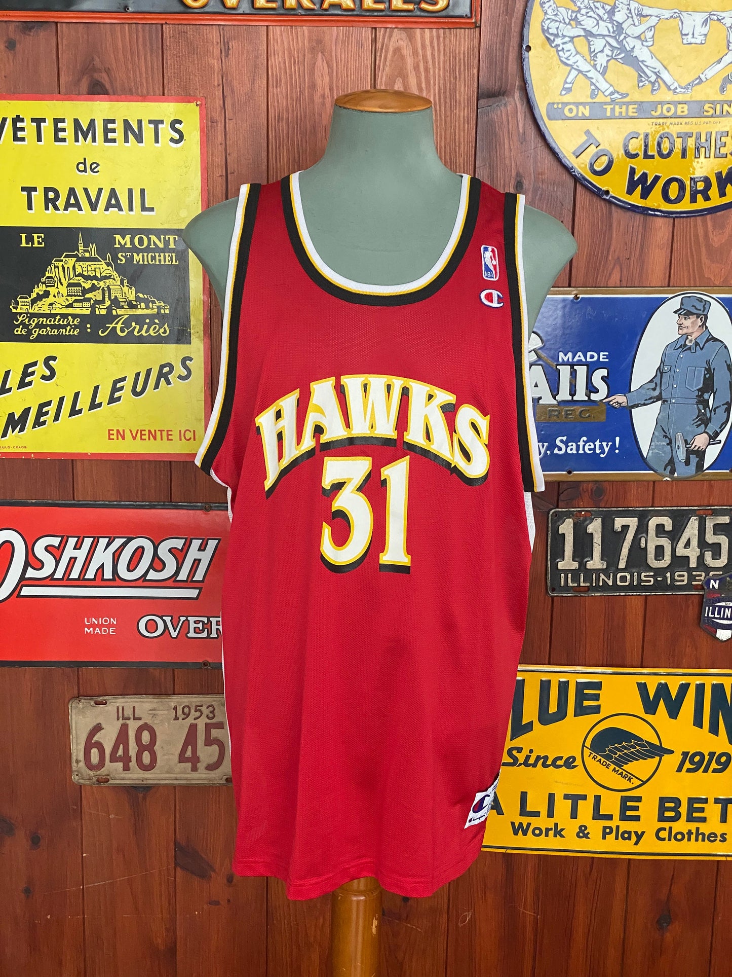 Size 52. Vintage 90s Hawks NBA jersey, Player Terry #31 Made by Champion