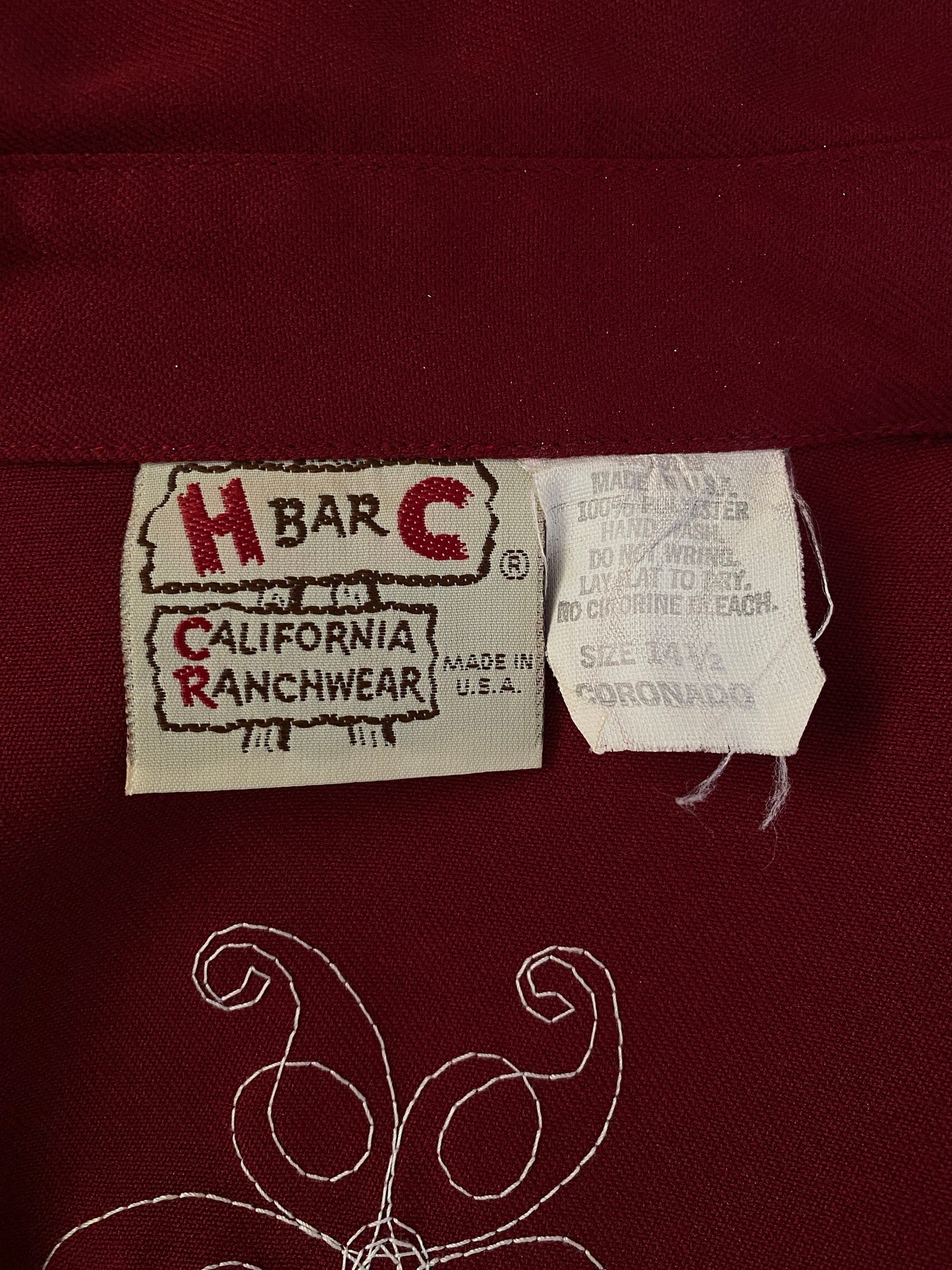 Size Small. Vintage 70s embroidered H Bar C western shirt