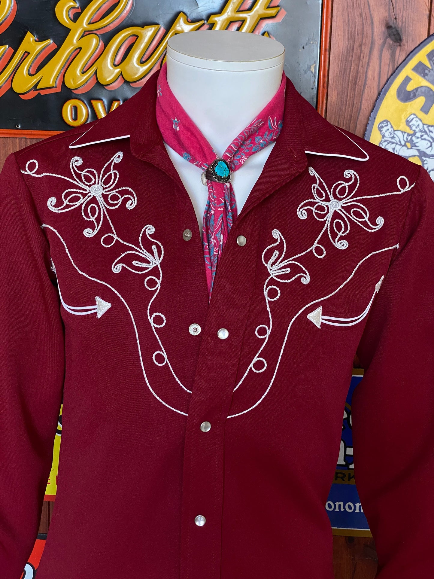Size Small. Vintage 70s embroidered H Bar C western shirt