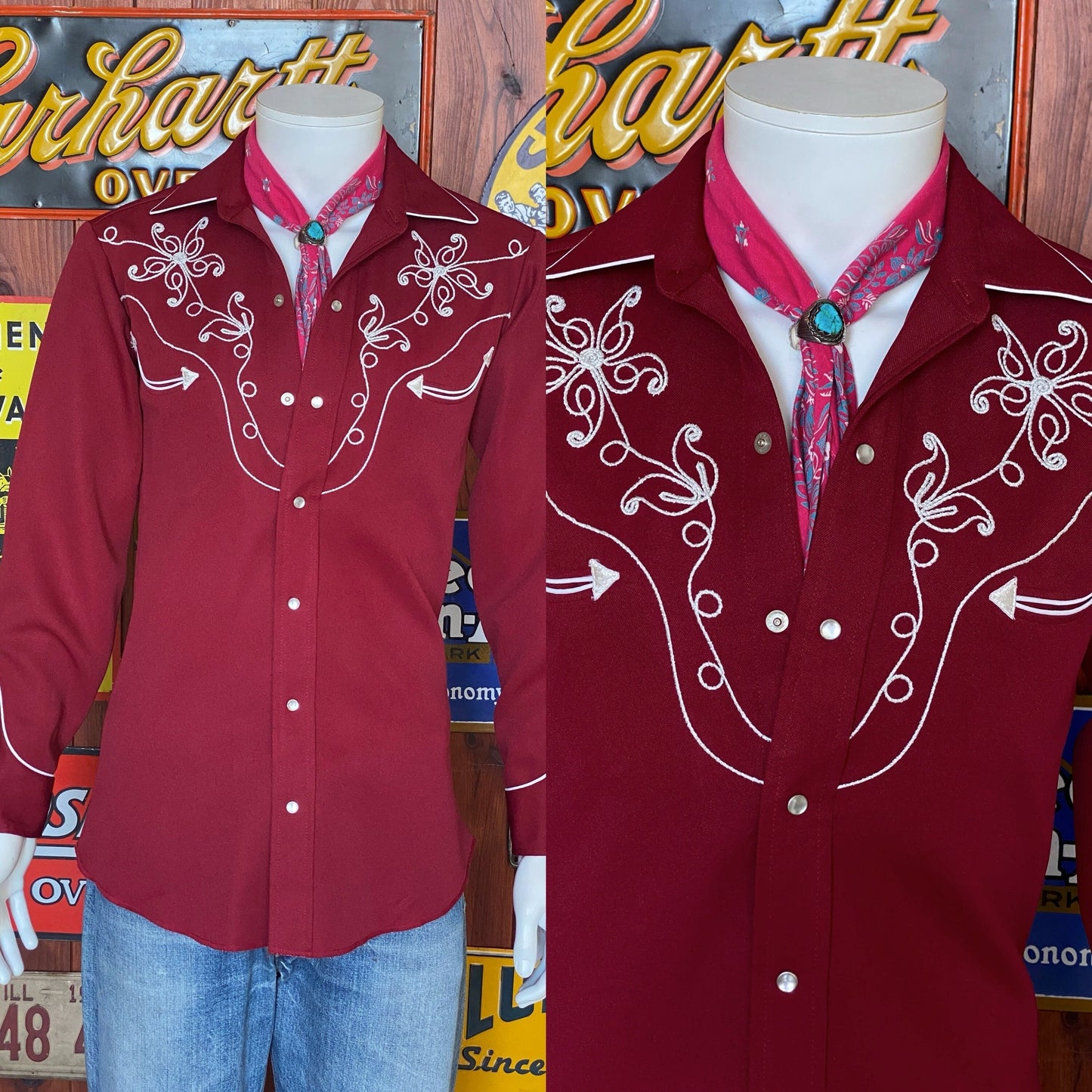 Size Small. Vintage 70s embroidered H Bar C western shirt