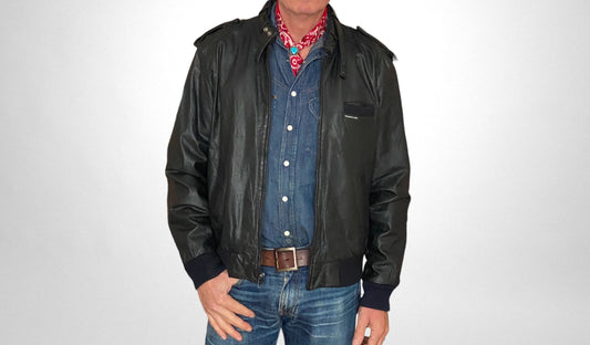 Vintage 80s Black Leather Jacket - Size 44US / 54EU | Classic Style