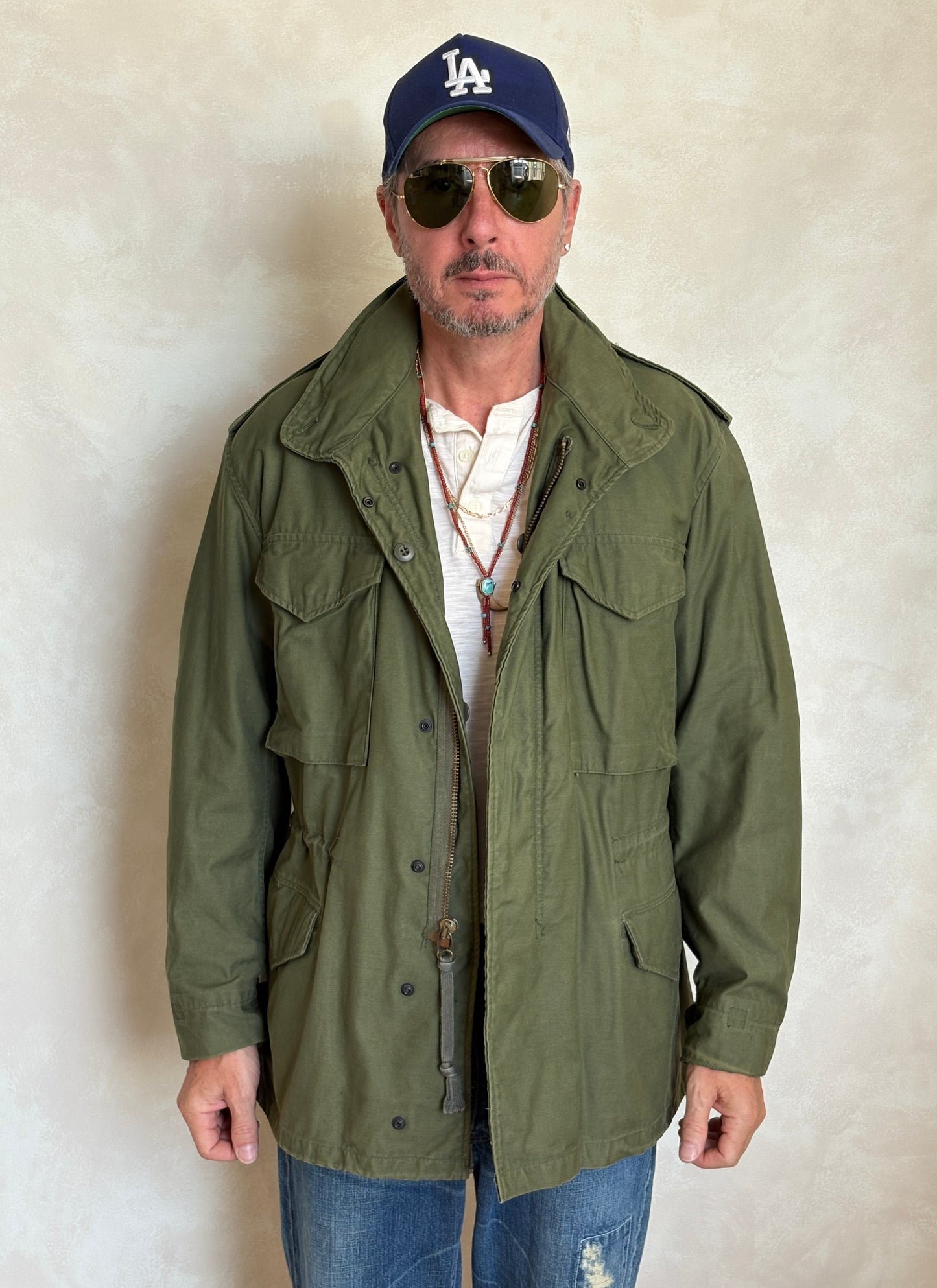 Medium Reg. Authentic 1980 US Army M-65 field jacket Military- Made by John Ownbey