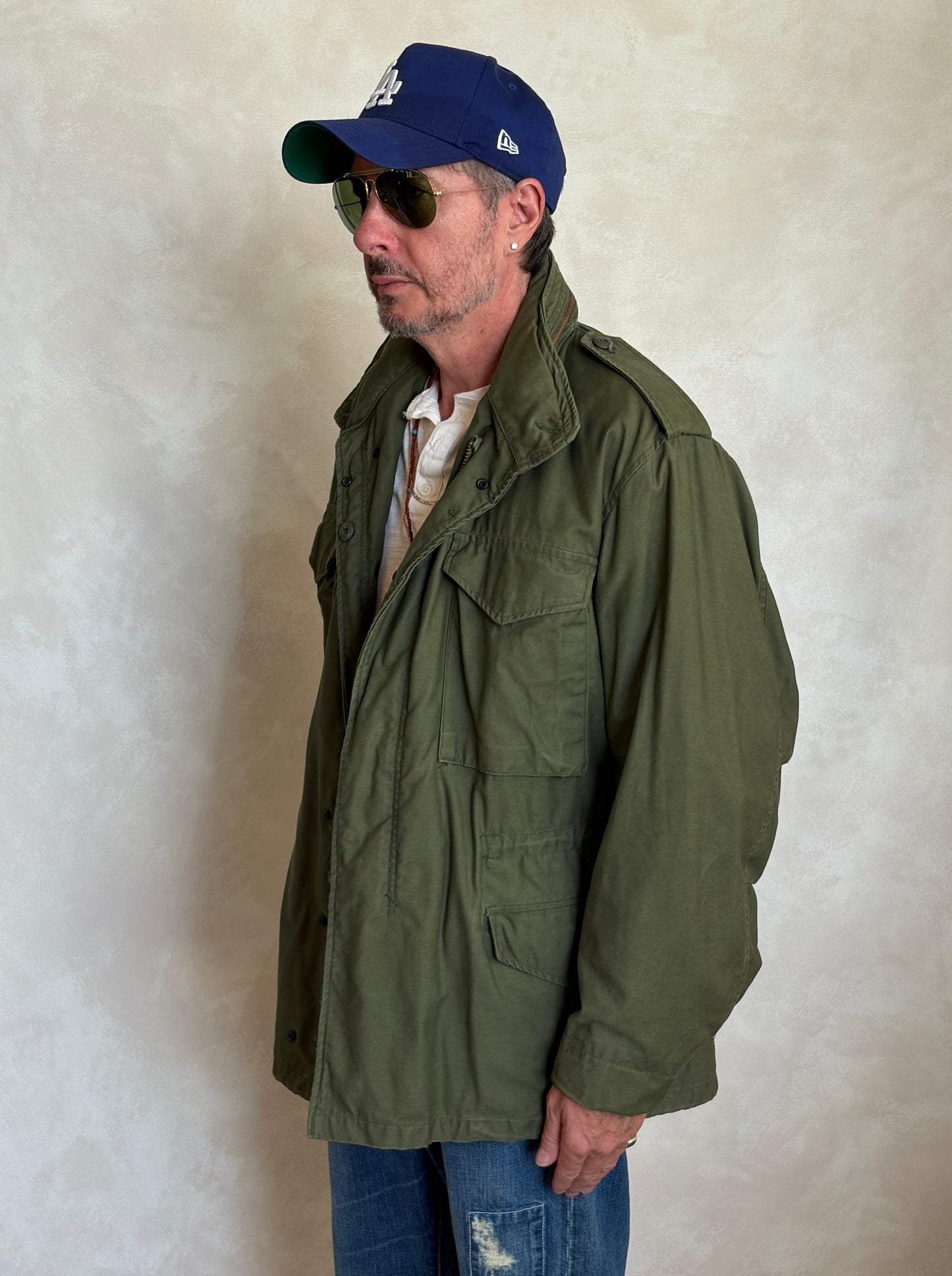 Medium Reg. Authentic 1980 US Army M-65 field jacket Military- Made by John Ownbey