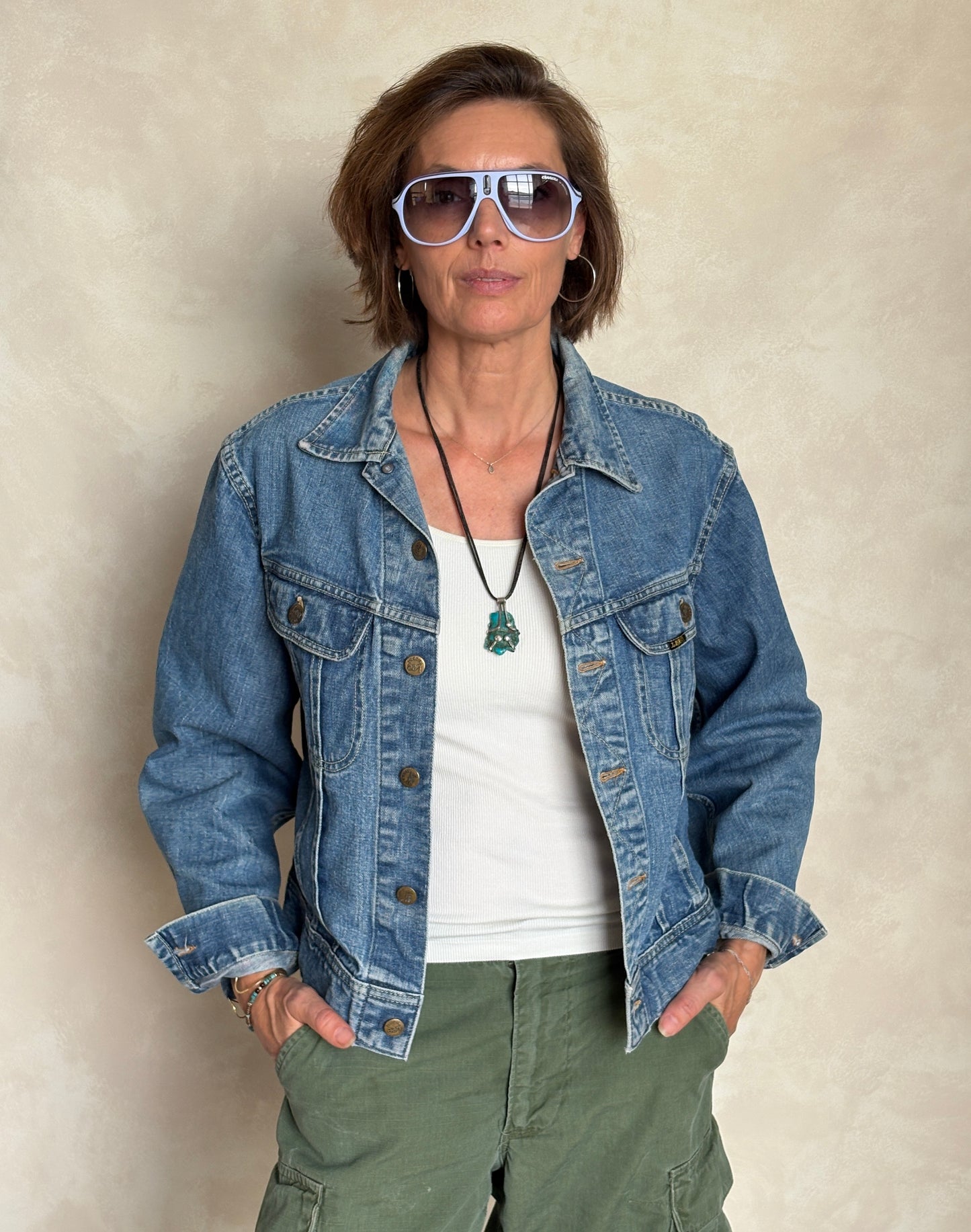 Size 38/40US . Vintage 70s Lee Union Made Denim Shirt – 2 Pockets – Made in USA