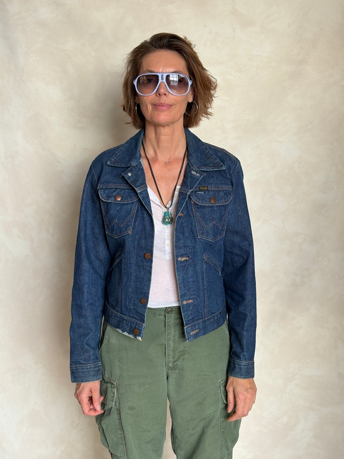 Size 36US / 46EU . Vintage 70s Wrangler Denim Jacket – 4 Pockets – Made in USA
