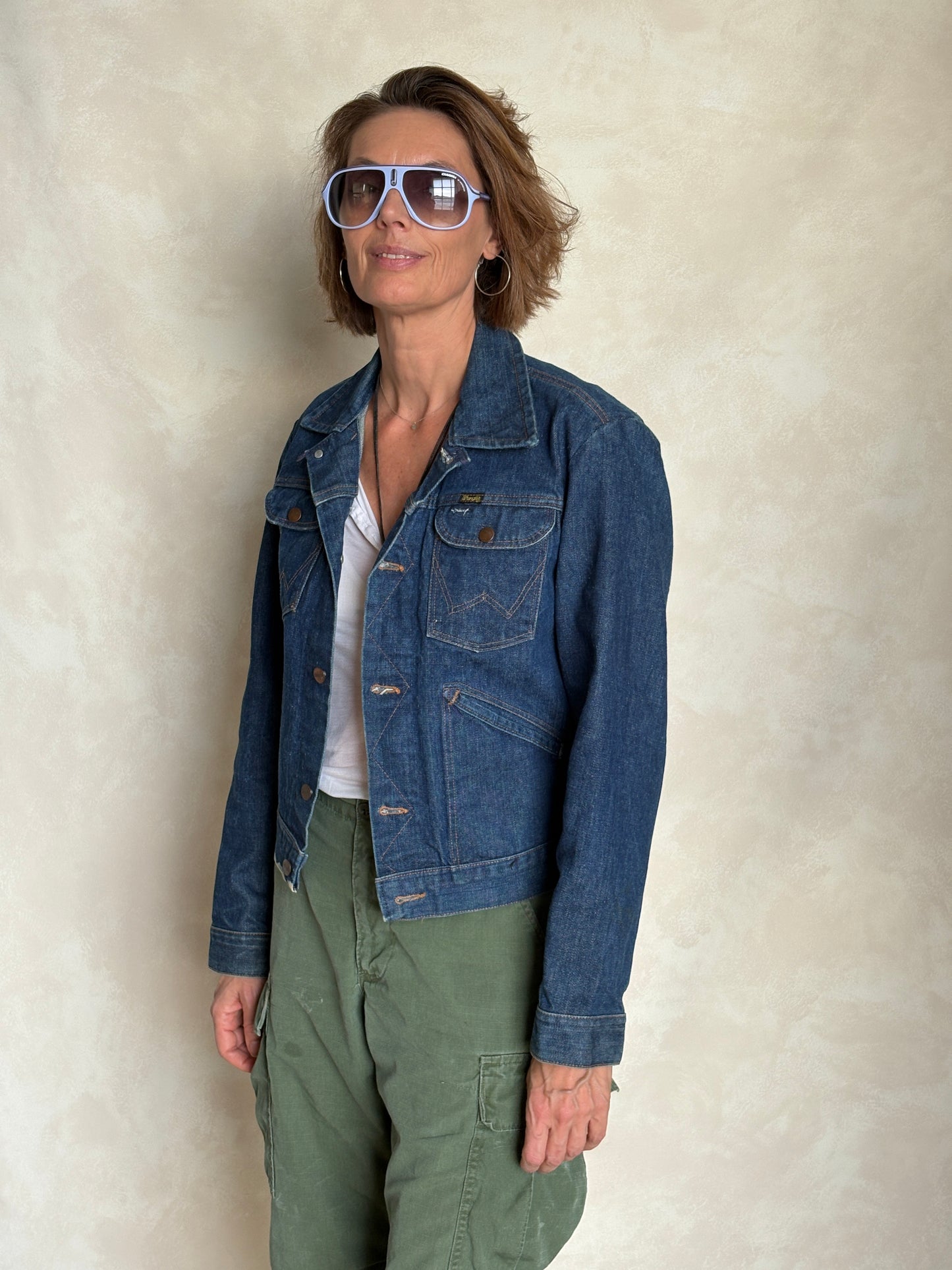 Size 36US / 46EU . Vintage 70s Wrangler Denim Jacket – 4 Pockets – Made in USA
