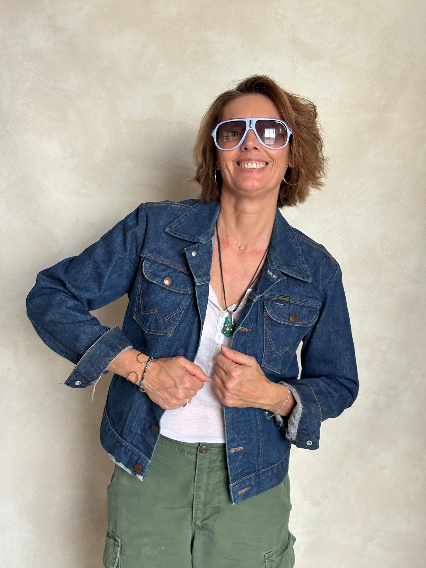 Size 36US / 46EU . Vintage 70s Wrangler Denim Jacket – 4 Pockets – Made in USA