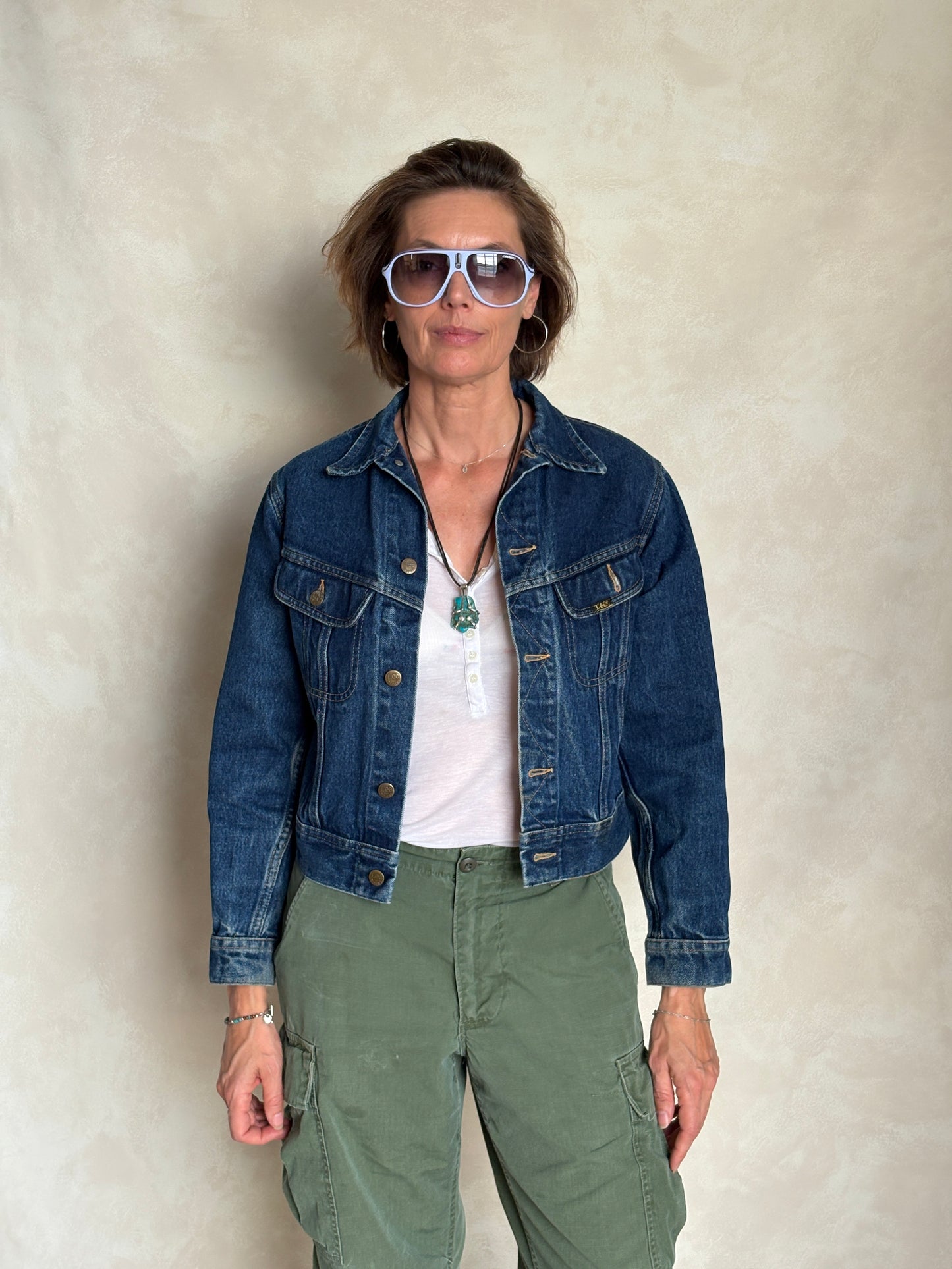 Size 16  . Vintage 80s Lee Denim Jacket – 2 Pockets – Made in USA