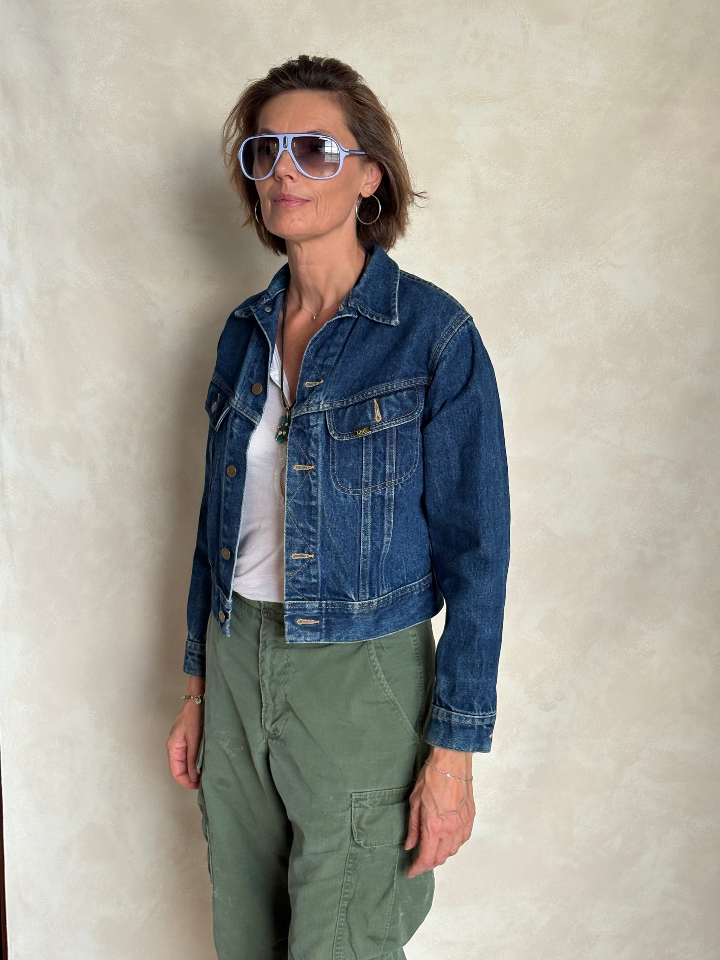 Size 16  . Vintage 80s Lee Denim Jacket – 2 Pockets – Made in USA