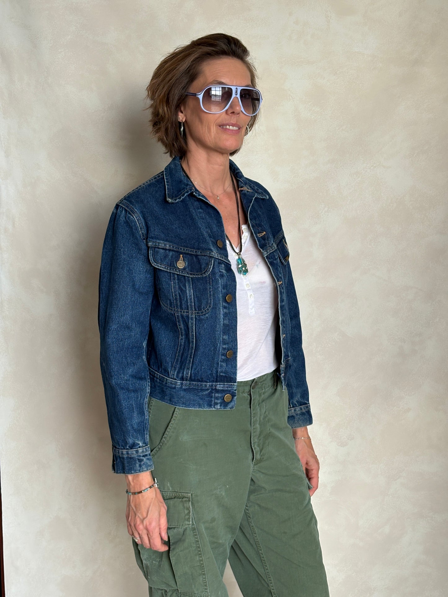 Size 16  . Vintage 80s Lee Denim Jacket – 2 Pockets – Made in USA