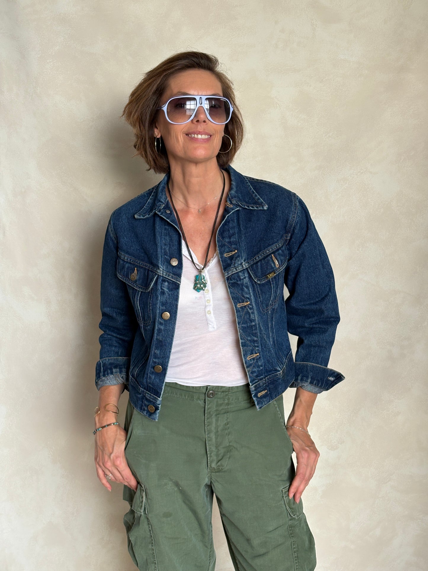 Size 16  . Vintage 80s Lee Denim Jacket – 2 Pockets – Made in USA