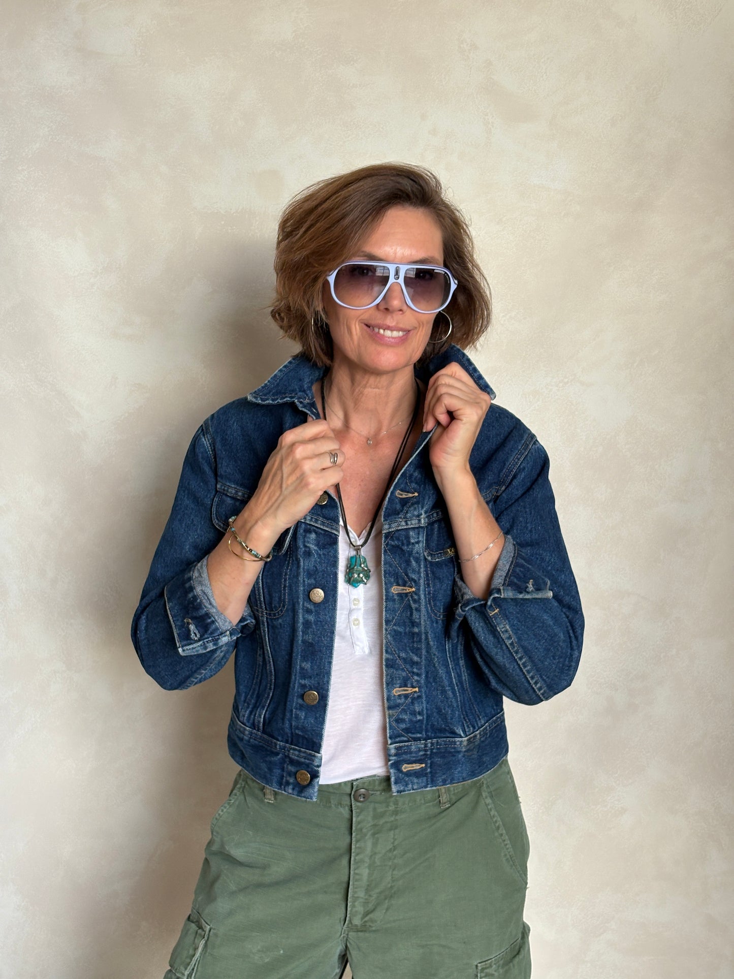 Size 16  . Vintage 80s Lee Denim Jacket – 2 Pockets – Made in USA