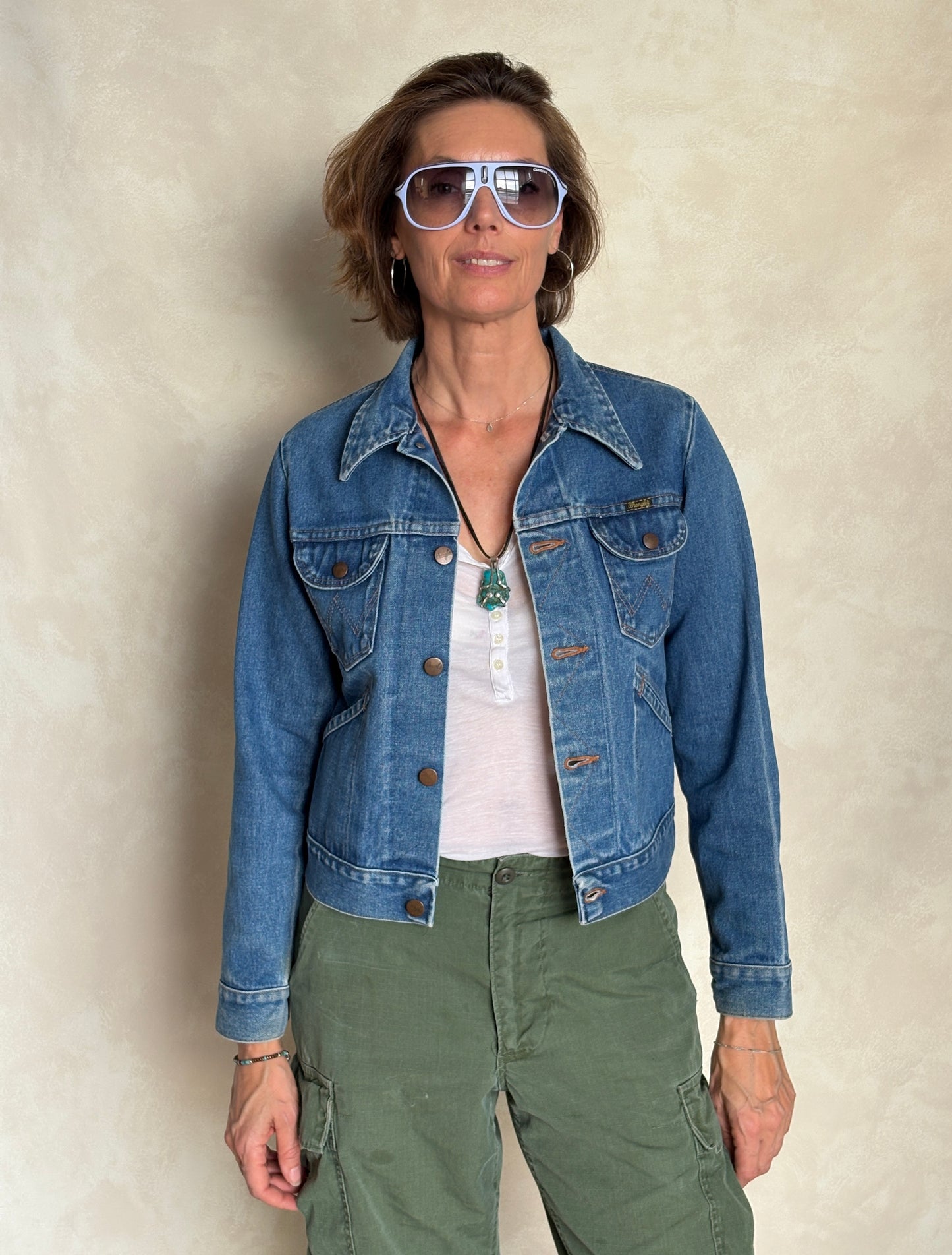 Size 18 . Vintage 70s Wrangler Denim Jacket – 4 Pockets – Made in USA