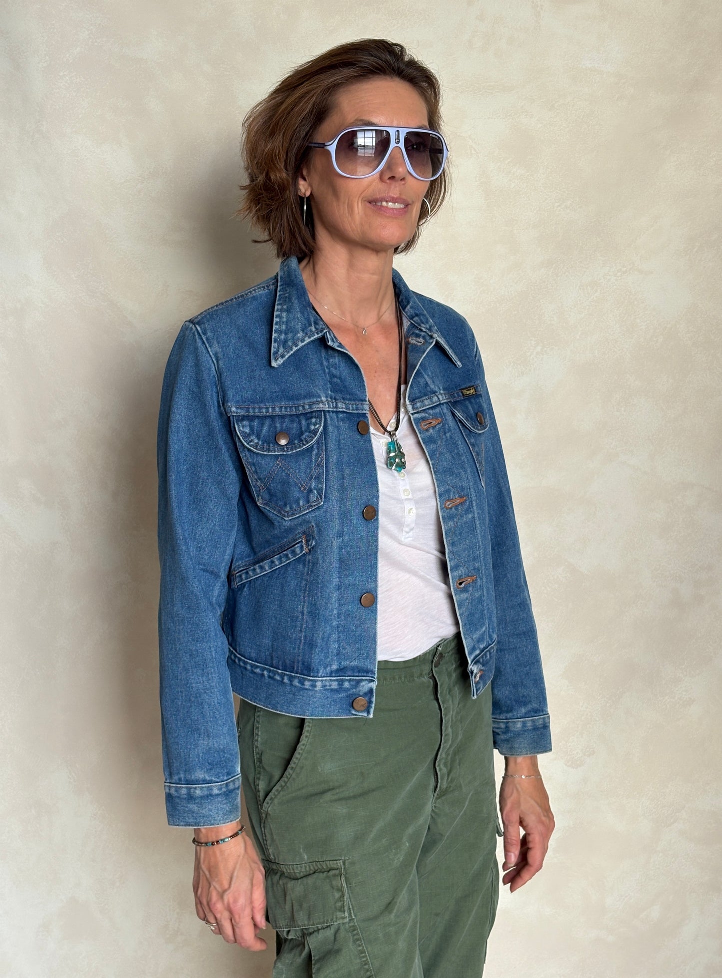 Size 18 . Vintage 70s Wrangler Denim Jacket – 4 Pockets – Made in USA
