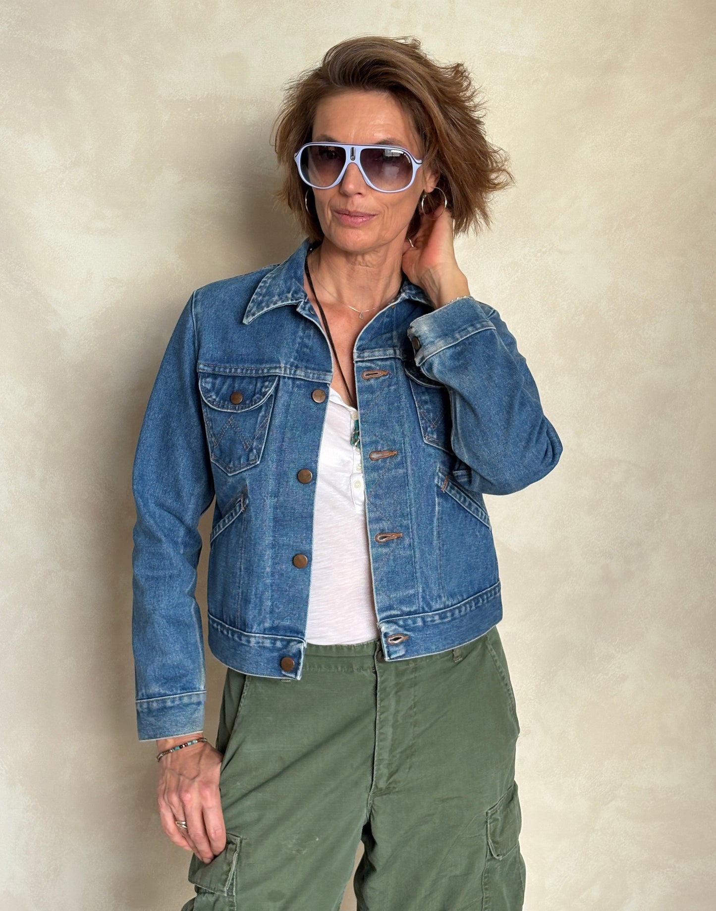 Size 18 . Vintage 70s Wrangler Denim Jacket – 4 Pockets – Made in USA