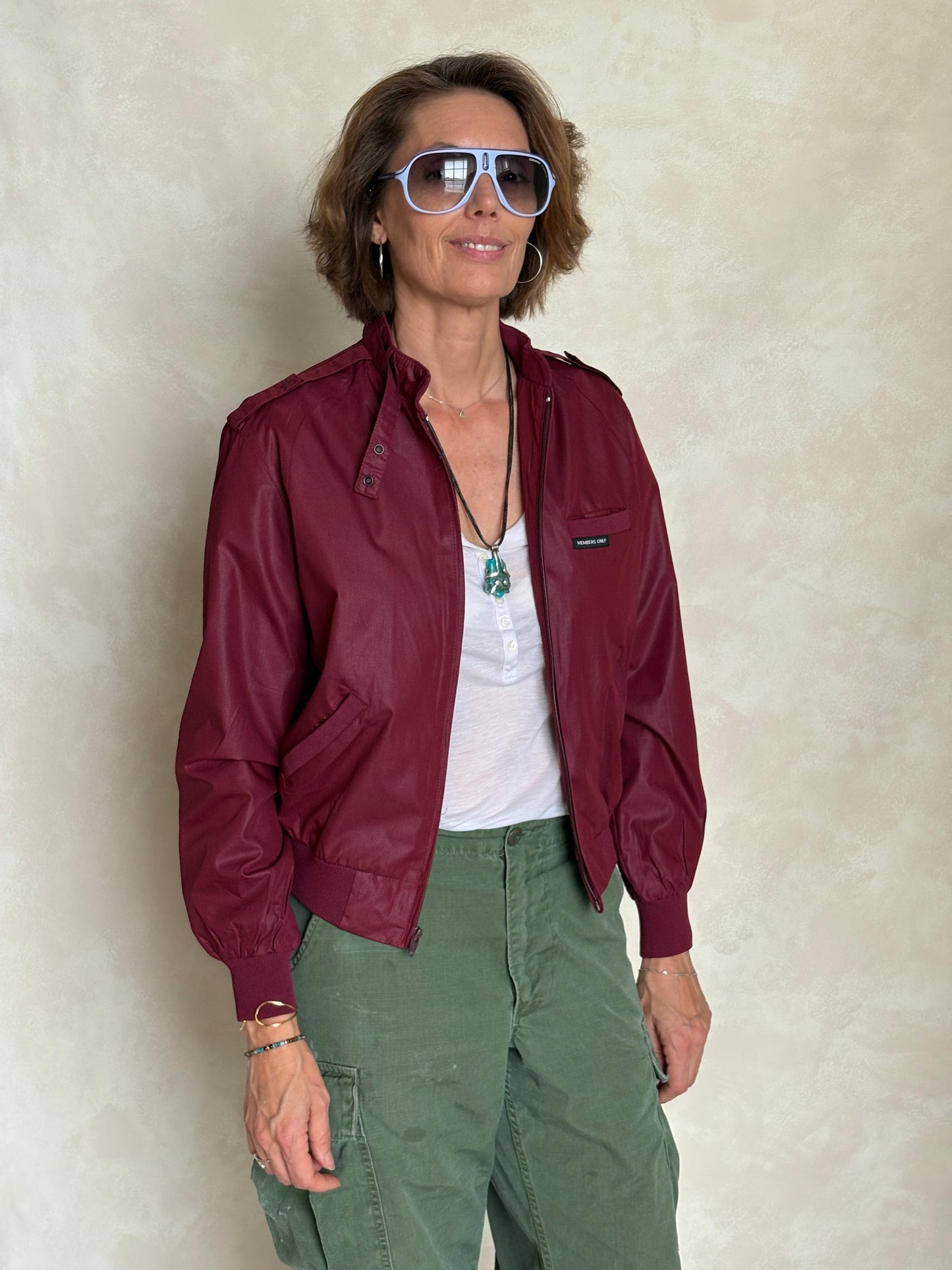 Size 9/10.  Women Vintage 80s Members Only Cotton Jacket