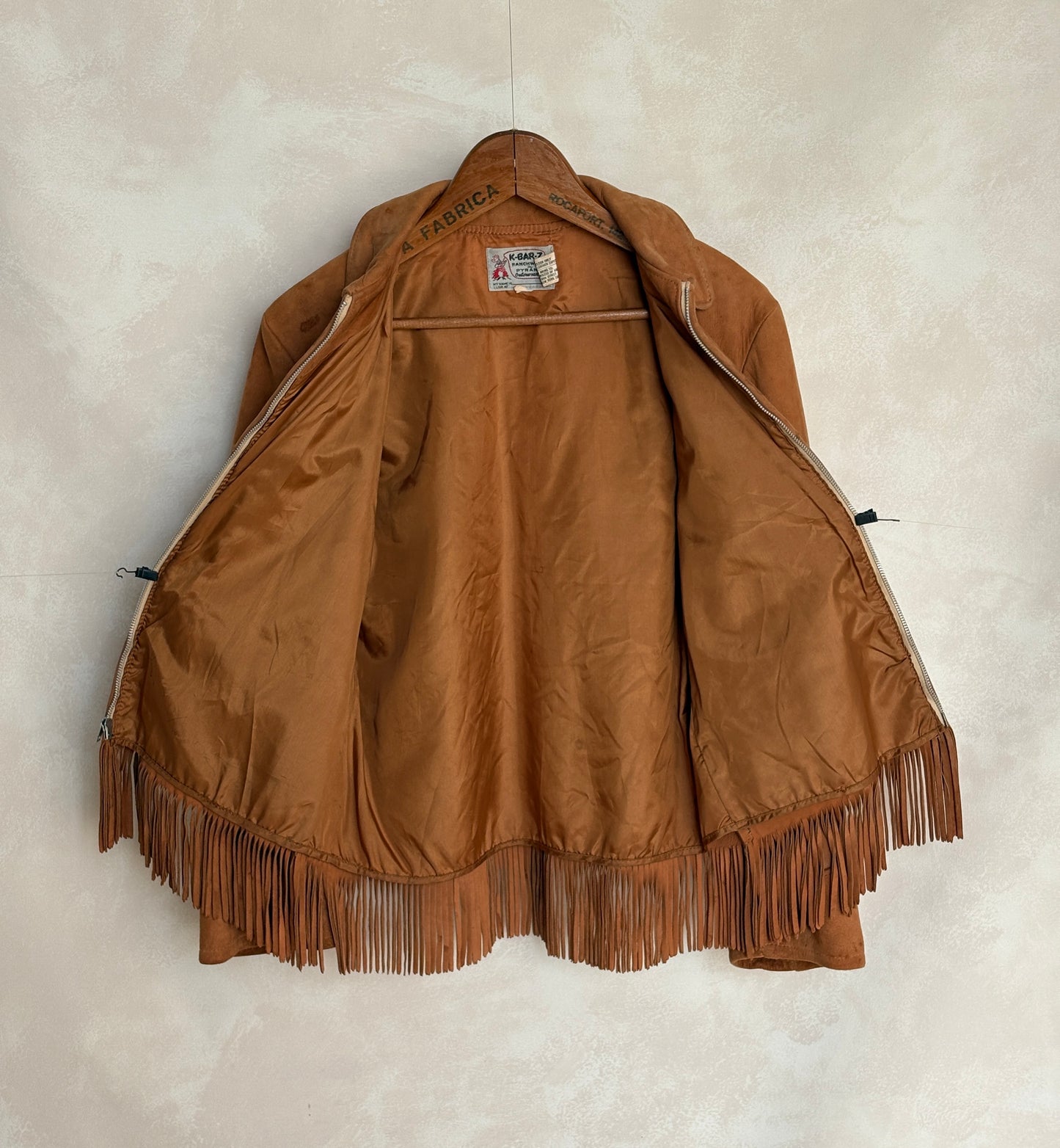 60s Distress women western suede fringe jacket Size 38US