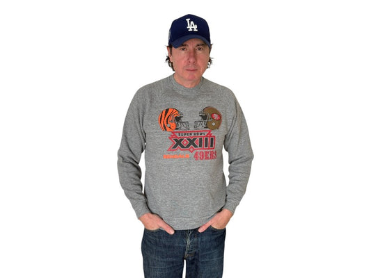 Size L Crew Neck Super Bowl XXIII Bengals vs 49ERS Made In USA By Jerzees