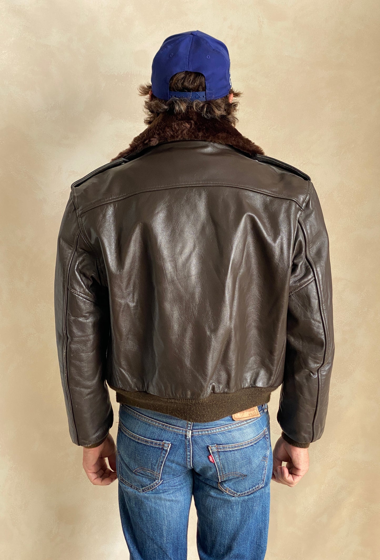 Golden Fleece Size 44 Vintage Leather Bomber Jacket - Made in USA