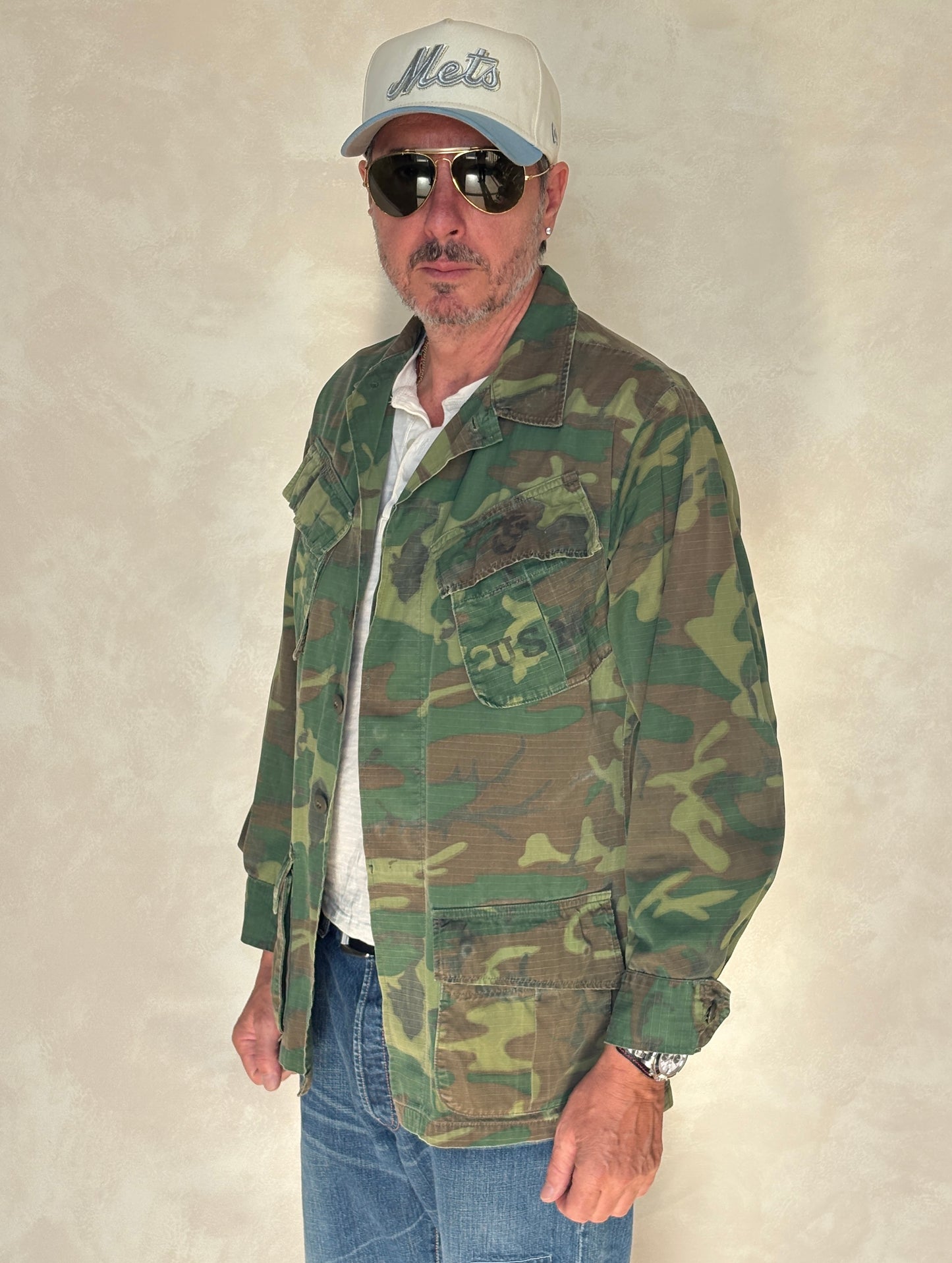 Small Reg. Authentic USMC 1969 US Army vintage Erld camouflage  Vietnam jungle jacket. Military