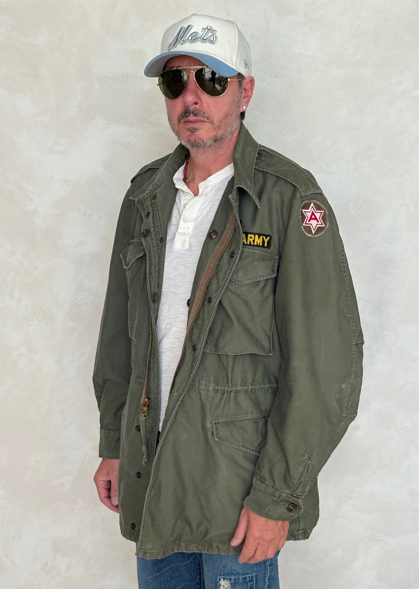 Med Long. Authentic 5th Army Vintage US Army M-51 OG-107 jacket. Military