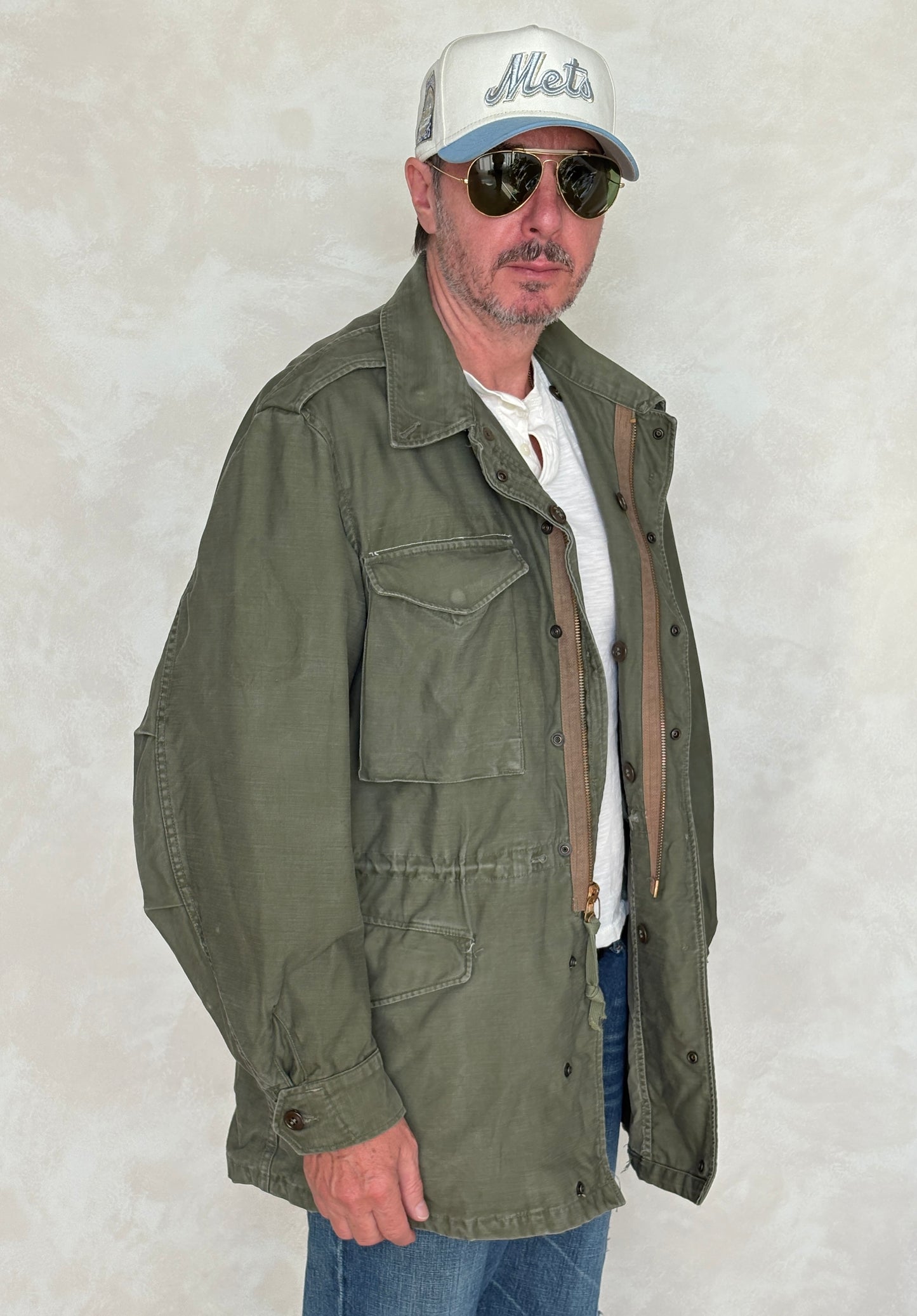 Med Long. Authentic 5th Army Vintage US Army M-51 OG-107 jacket. Military