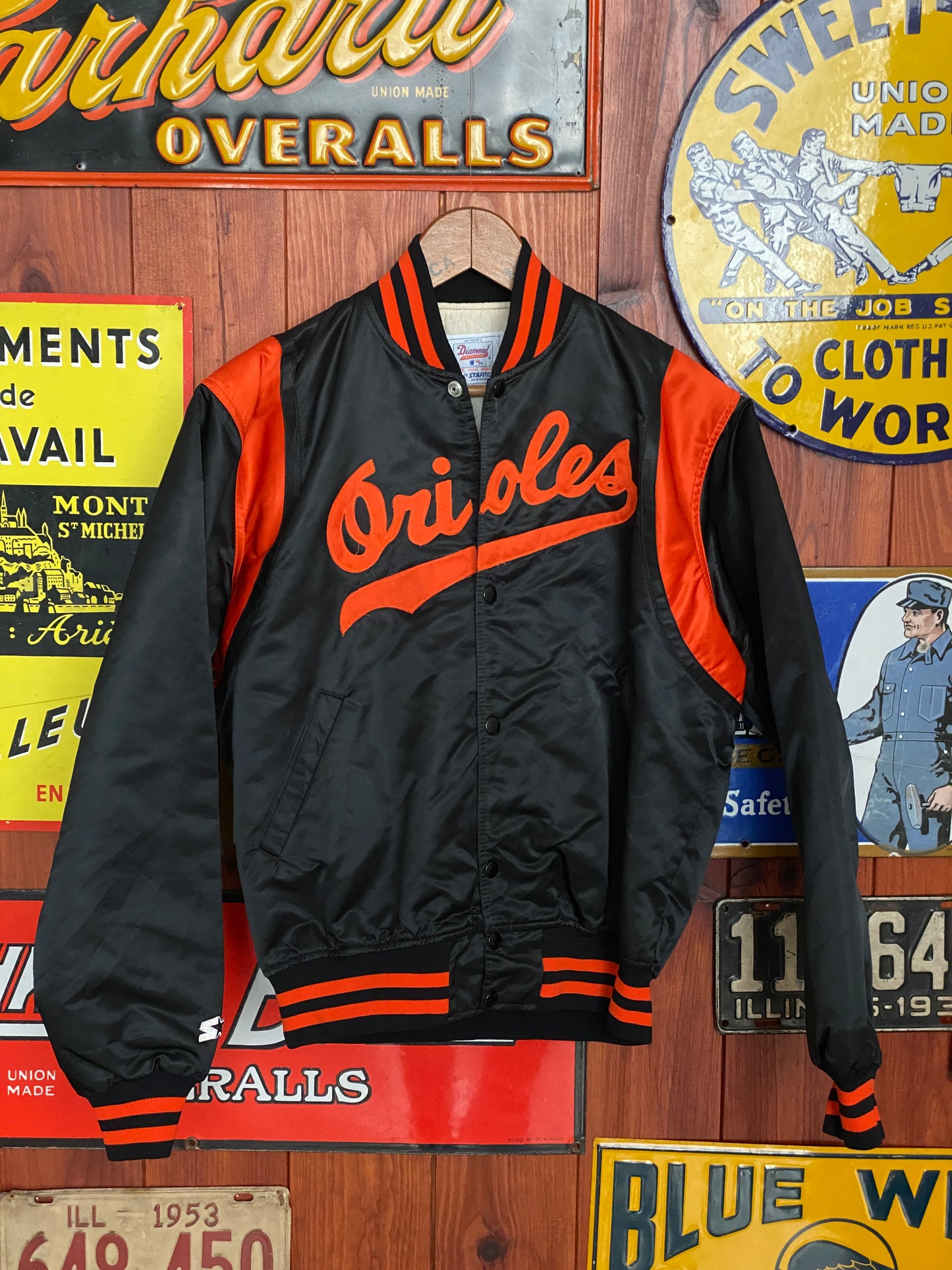 Large 80s Vintage Orioles Starter Jacket: Retro Apparel Made in USA