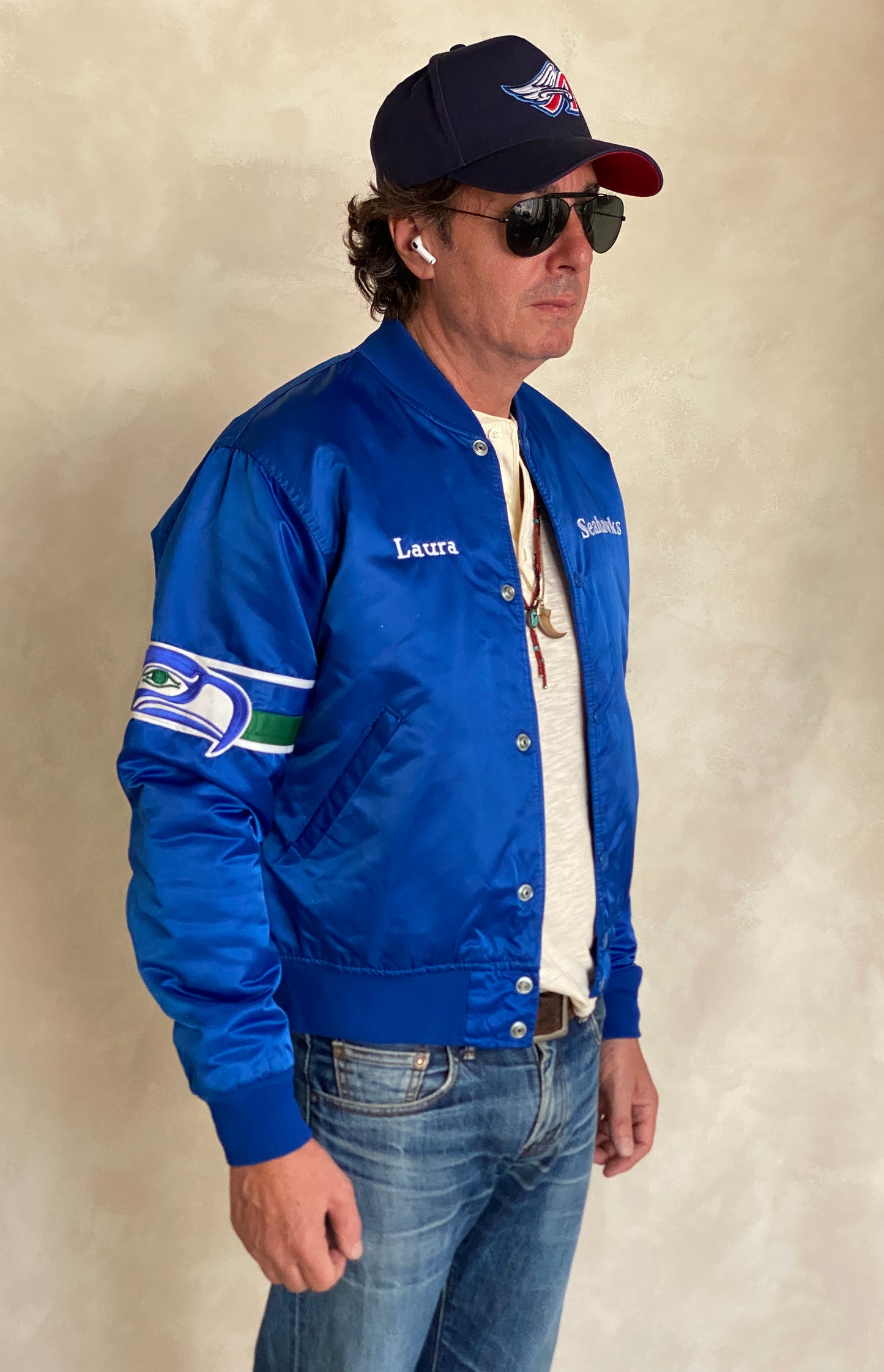 Medium. Vintage 80S Seahawks satin Starter jacket made in USA