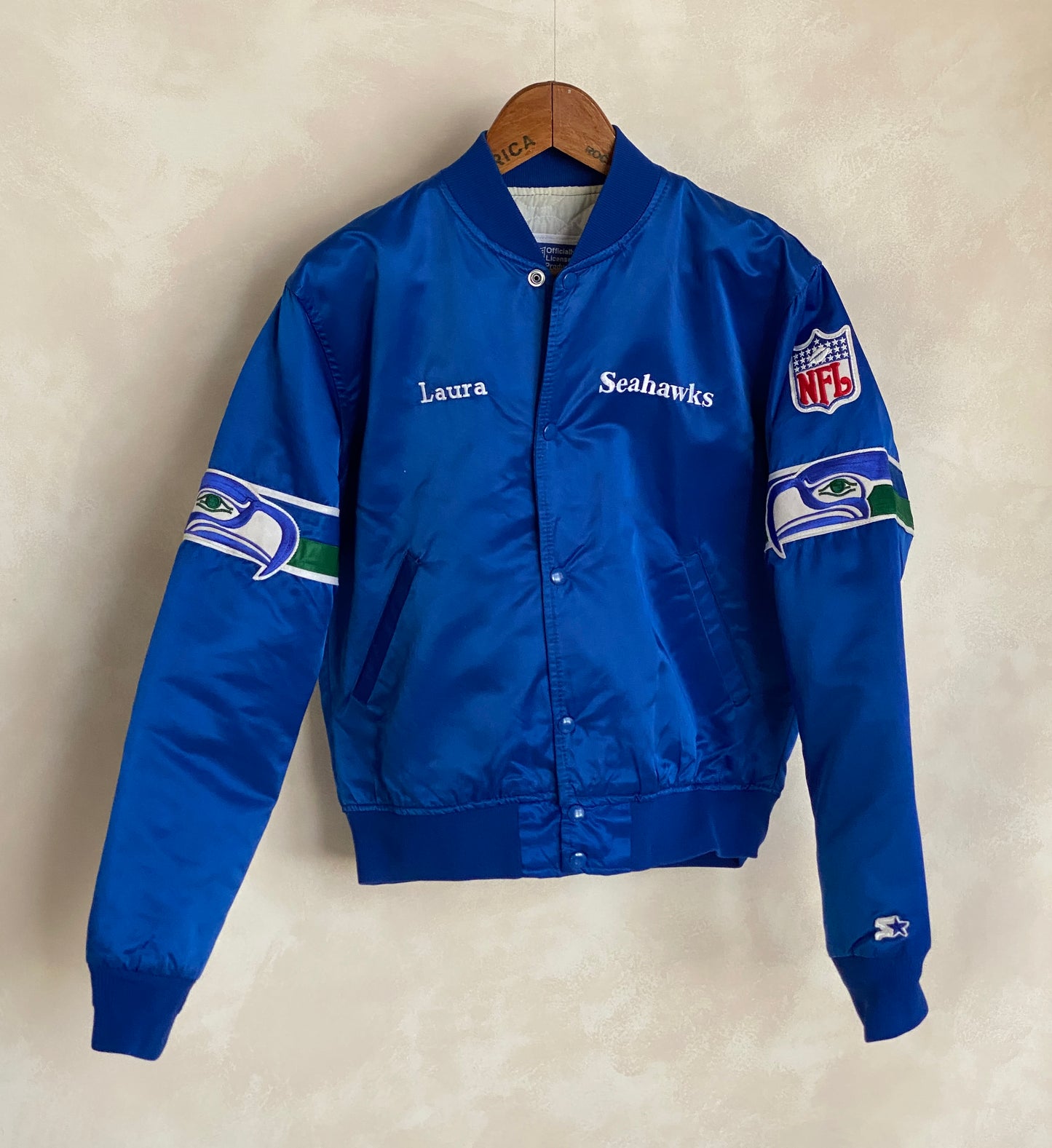 Medium. Vintage 80S Seahawks satin Starter jacket made in USA