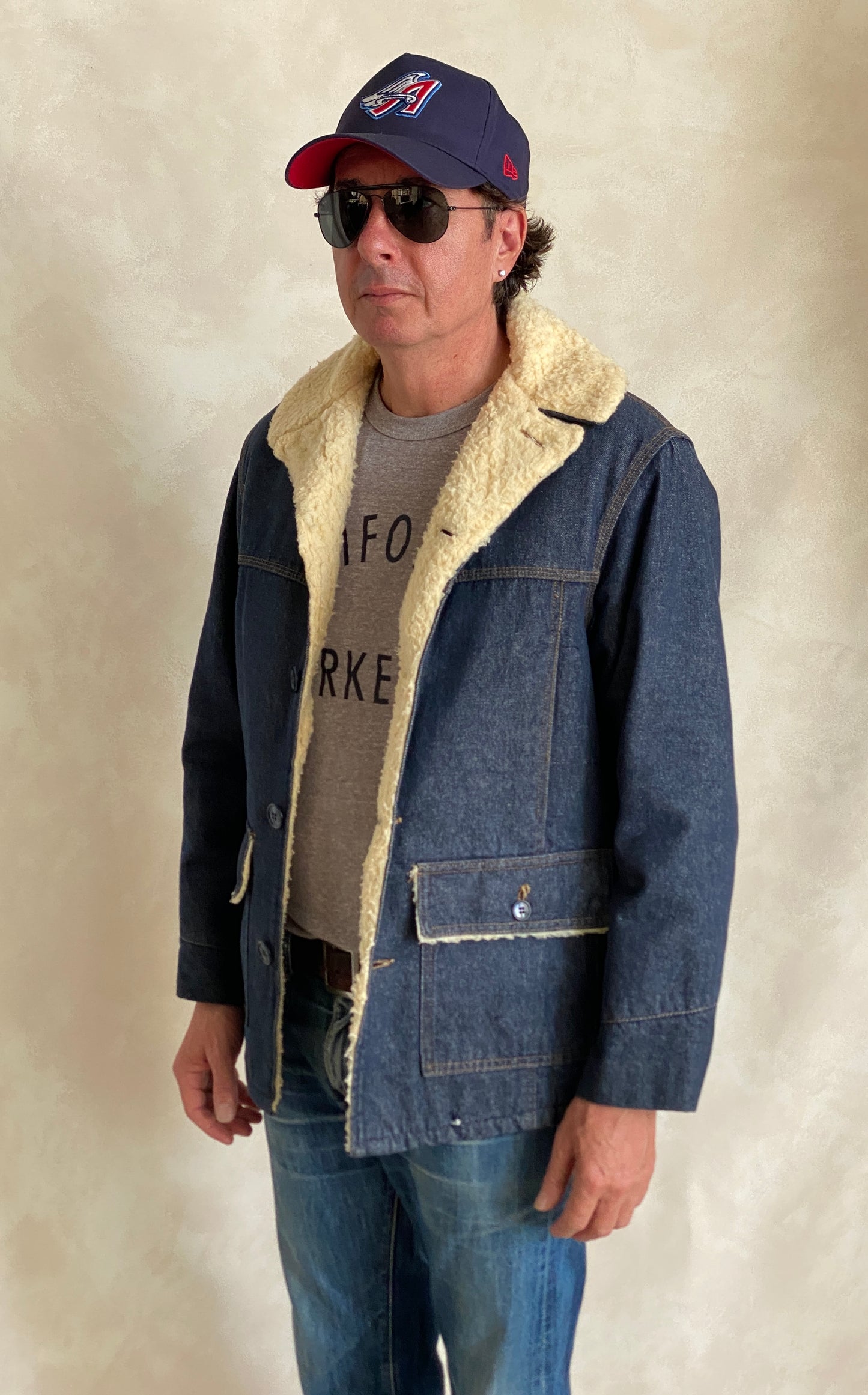 Medium Size Vintage Montgomery Ward Denim Fleece Barn Coat Chore Jacket, Made in USA - Classic Workwear Collectible