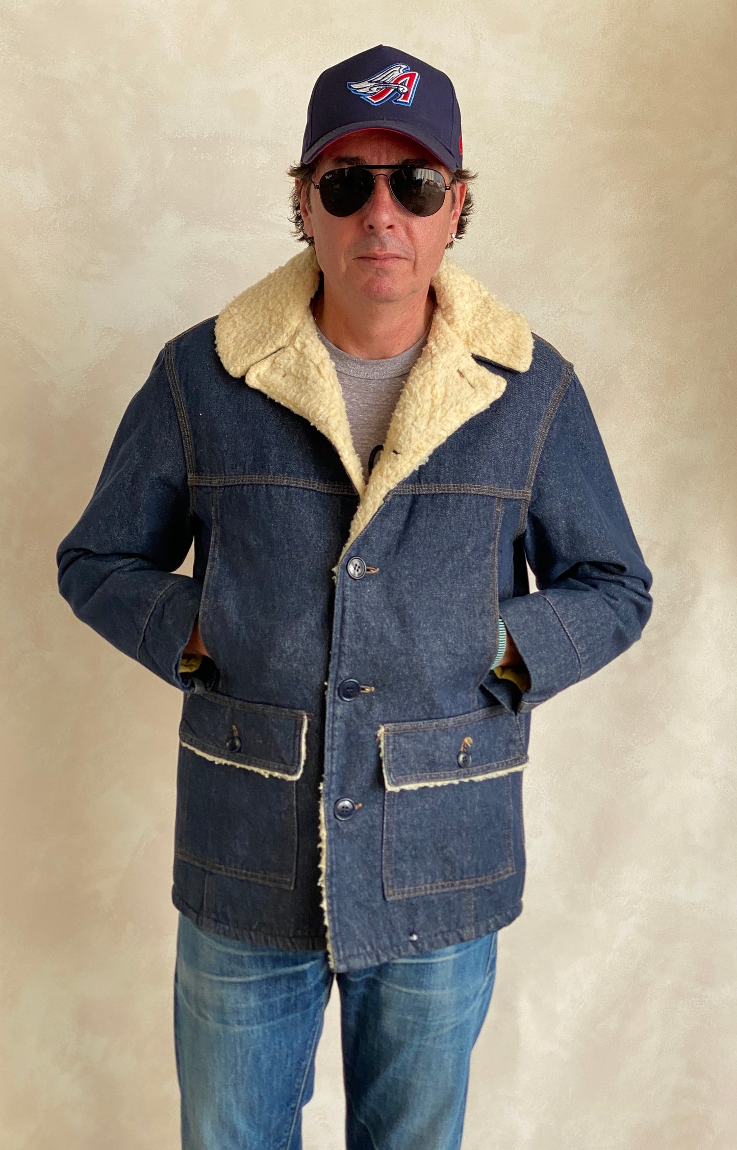 Medium Size Vintage Montgomery Ward Denim Fleece Barn Coat Chore Jacket, Made in USA - Classic Workwear Collectible