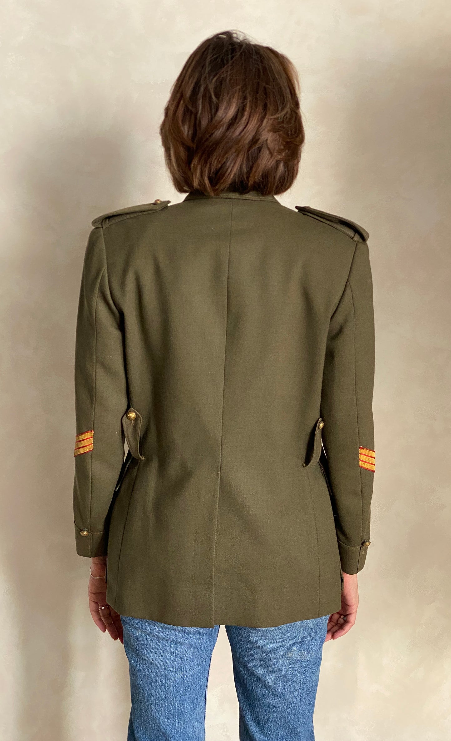 Small. Authentic 50s Vintage Spanish military uniform jacket