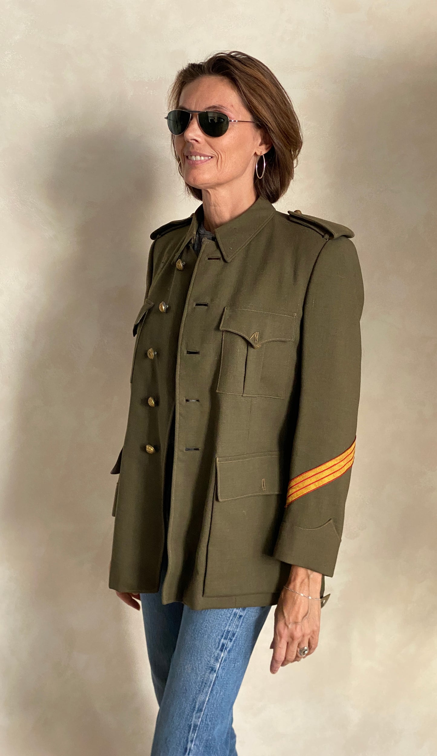 Small. Authentic 50s Vintage Spanish military uniform jacket