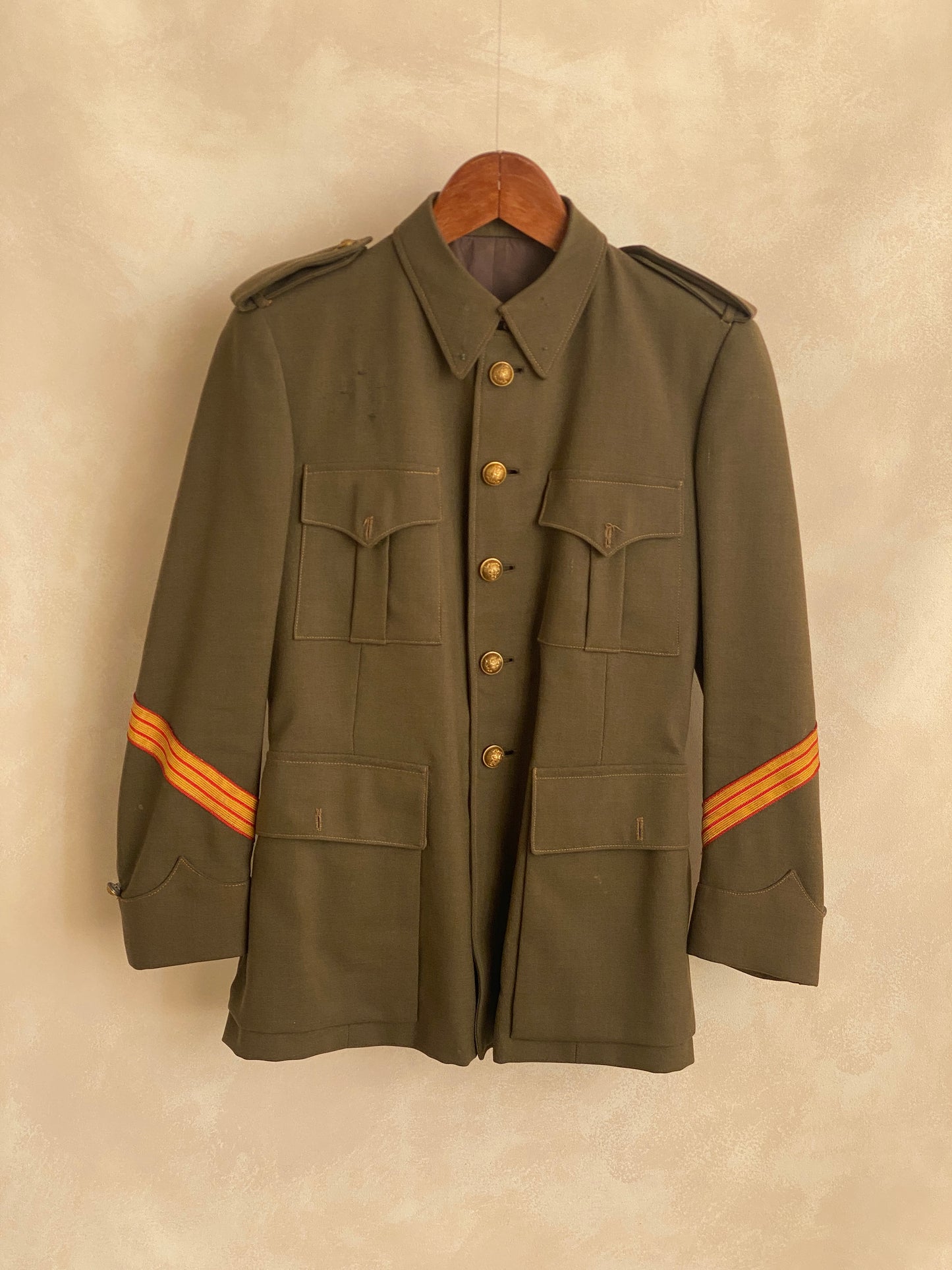 Small. Authentic 50s Vintage Spanish military uniform jacket