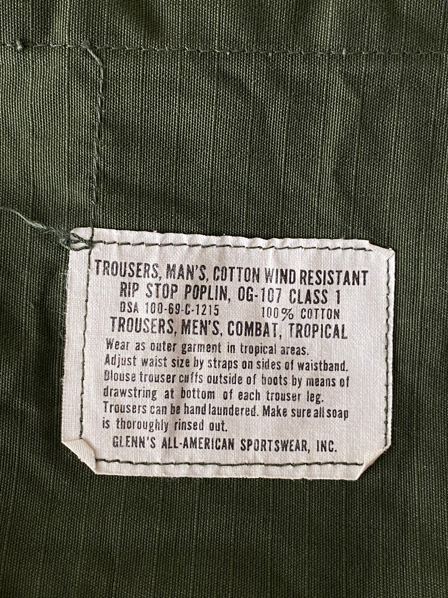 Small short. 1969 Authentic US Army Vietnam war era OG-107 jungle pants