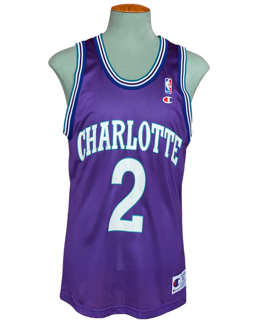 Authentic Size 44 Larry Johnson #2 Charlotte Hornets 90s NBA Jersey | Made in USA by Champion