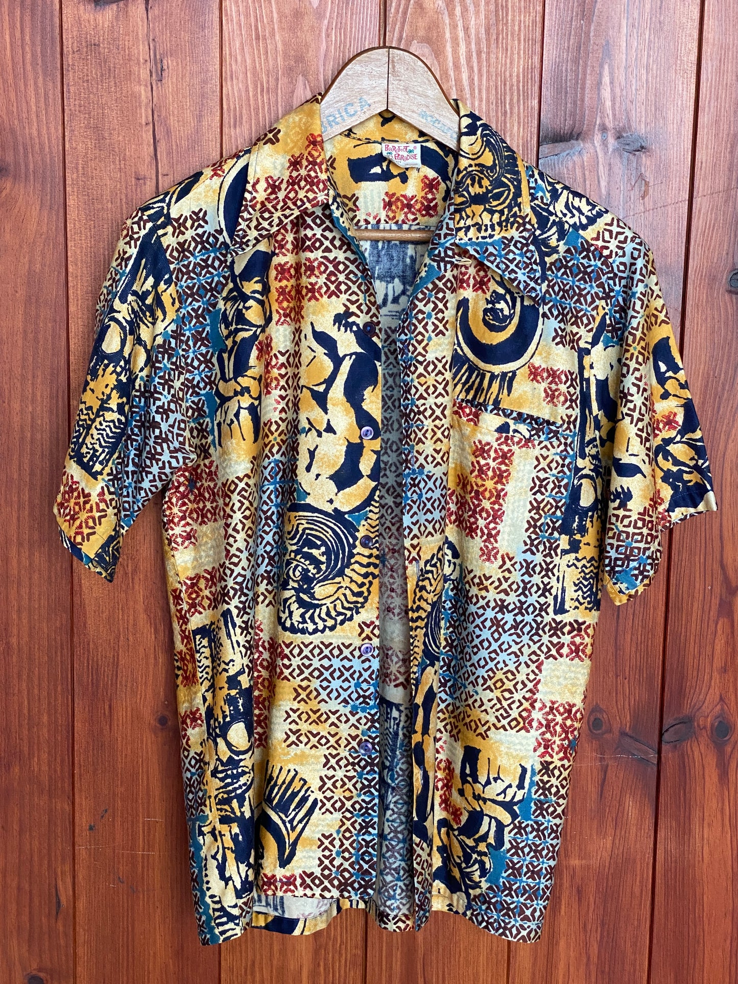 Med. Vintage 70s Hawaiian satin cotton shirt